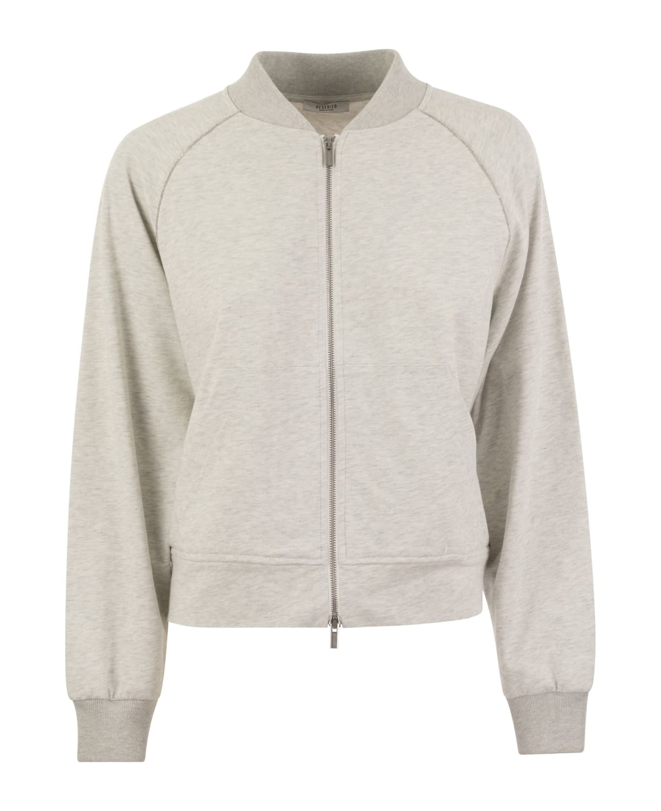 Peserico Sweatshirt In Cotton Mélange And Tricot Details - Grey