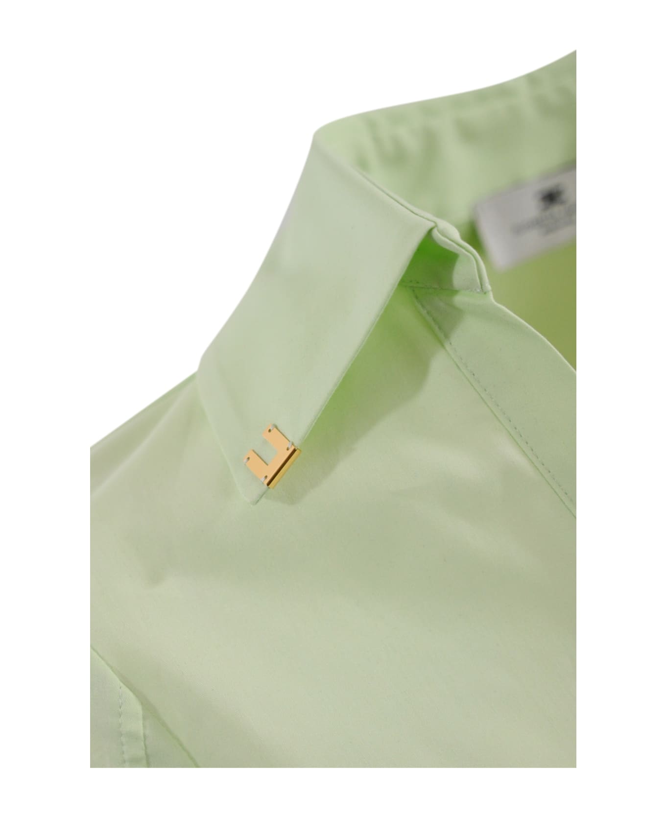Elisabetta Franchi Satin Crop Shirt With Draping - Menta