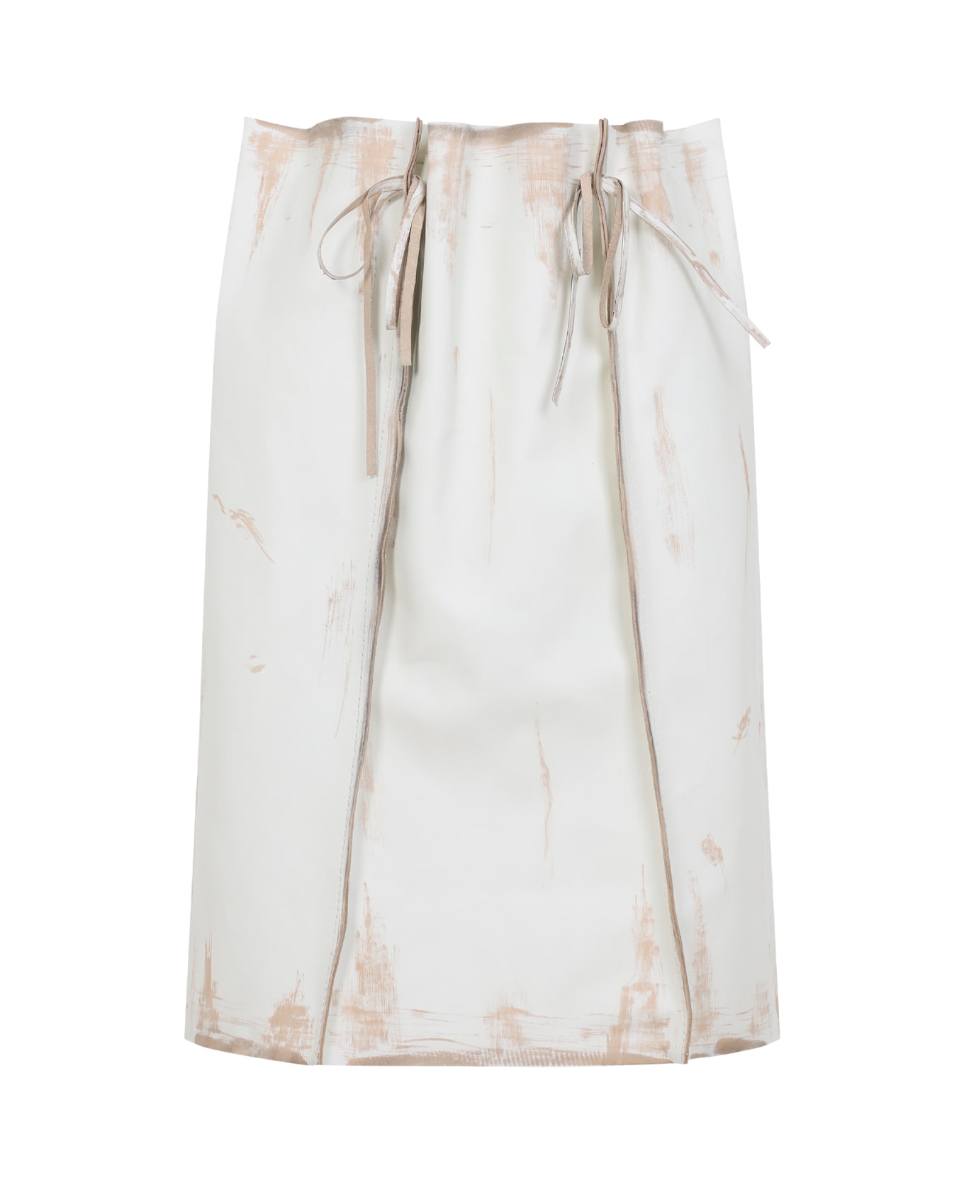 Prada Calf Leather Midi Skirt - Bianco