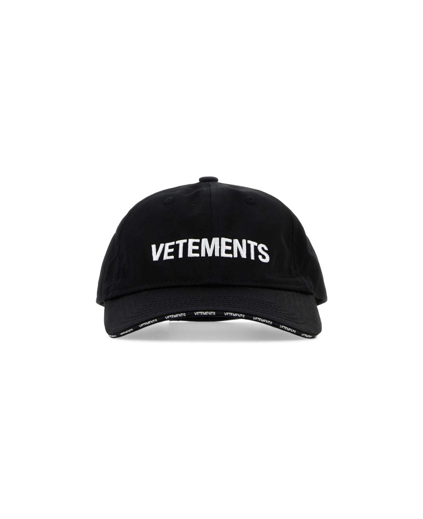 VETEMENTS Black Cotton Baseball Cap - BLACK 帽子