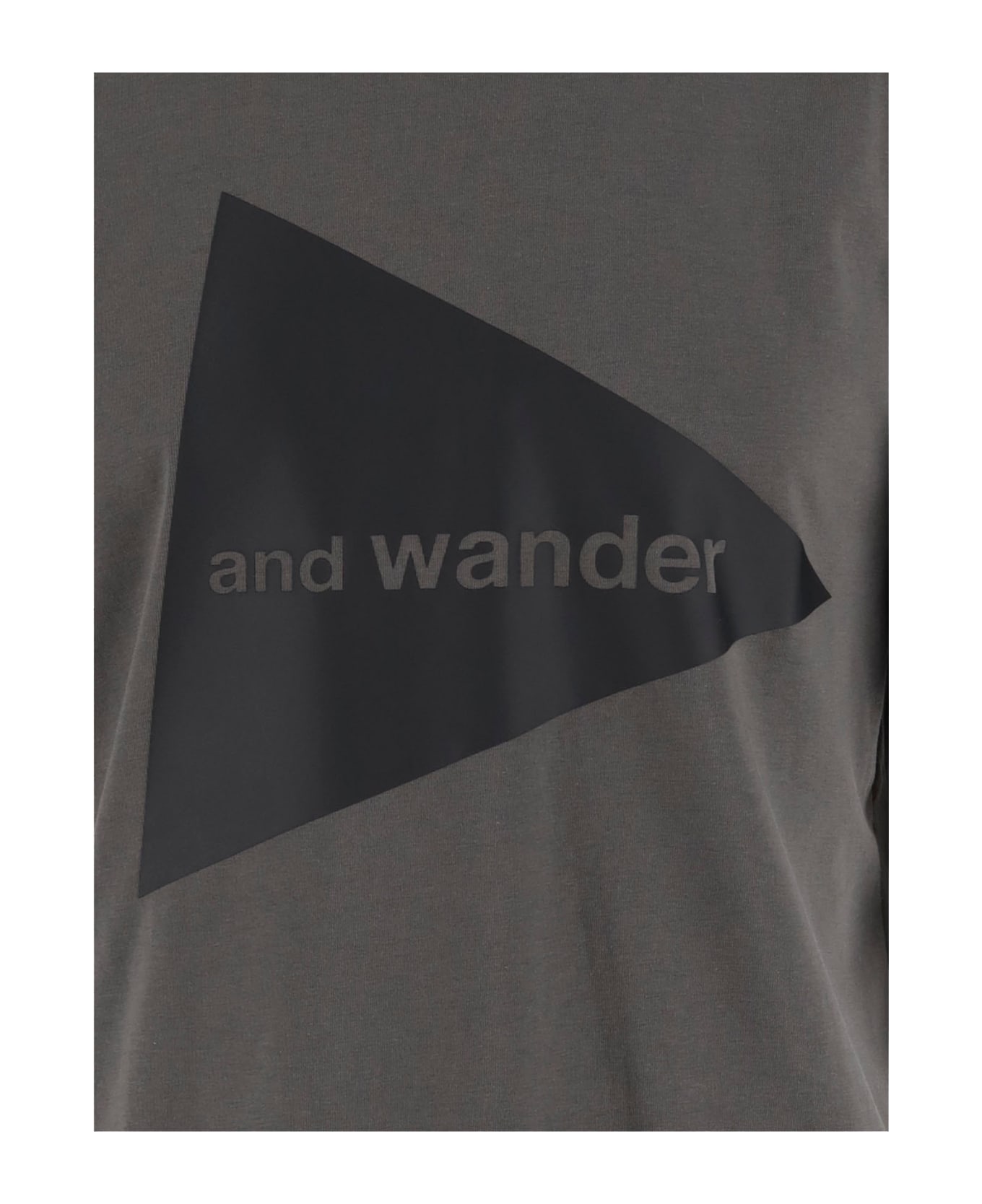 And Wander Cotton Blend T-shirt With Logo - Grey