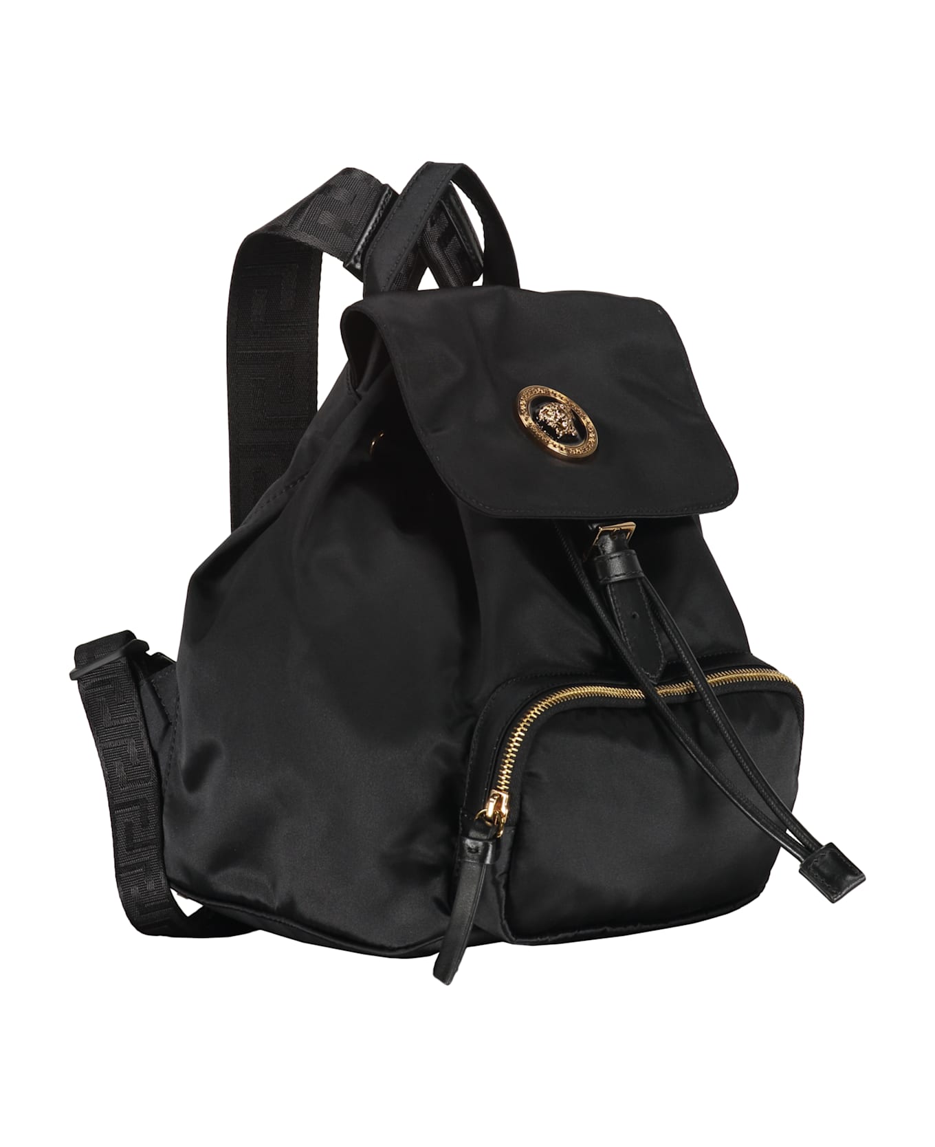 Versace Logo Detail Nylon Backpack - black
