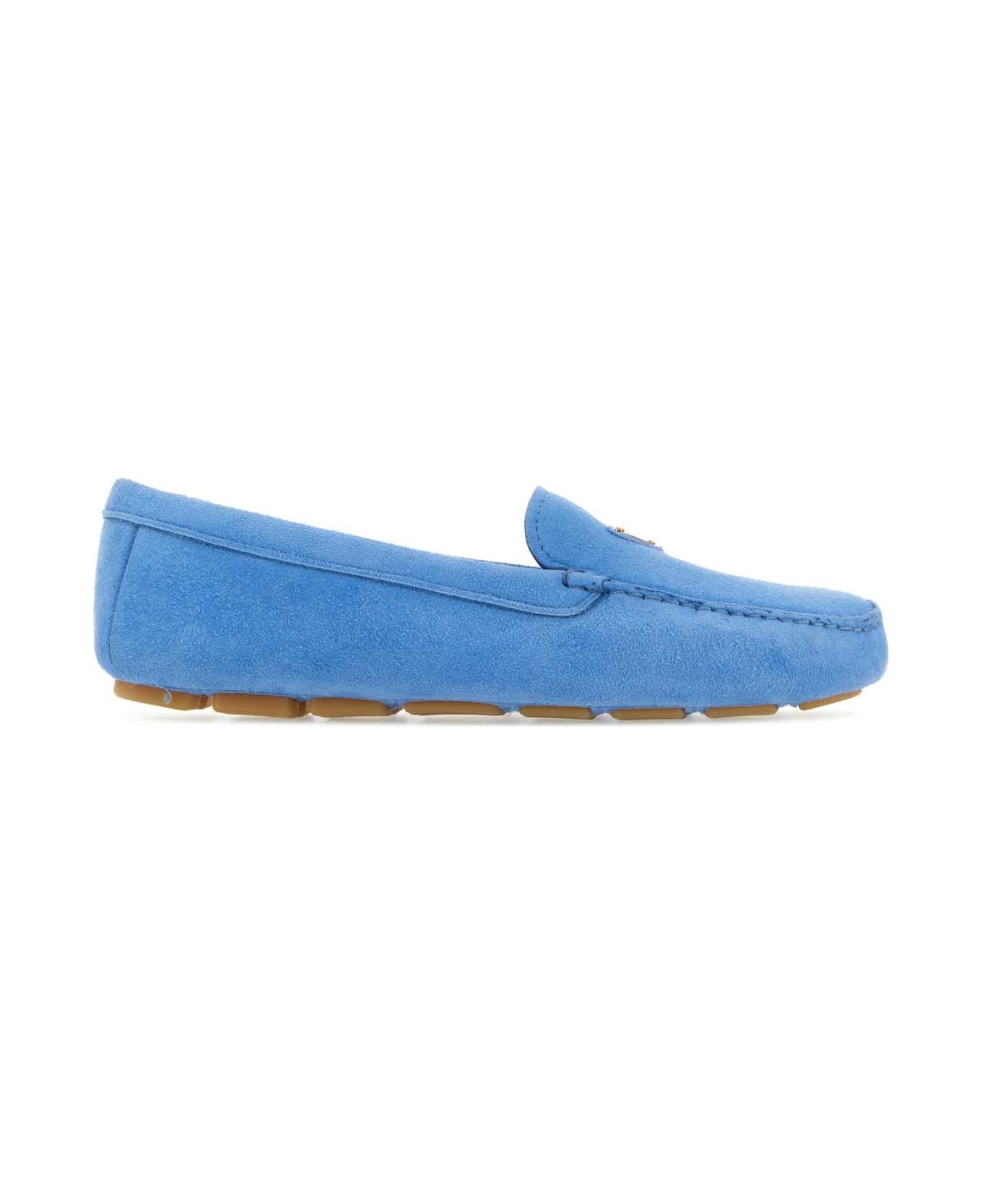 Prada Turquoise Suede Loafers - PERVINCA