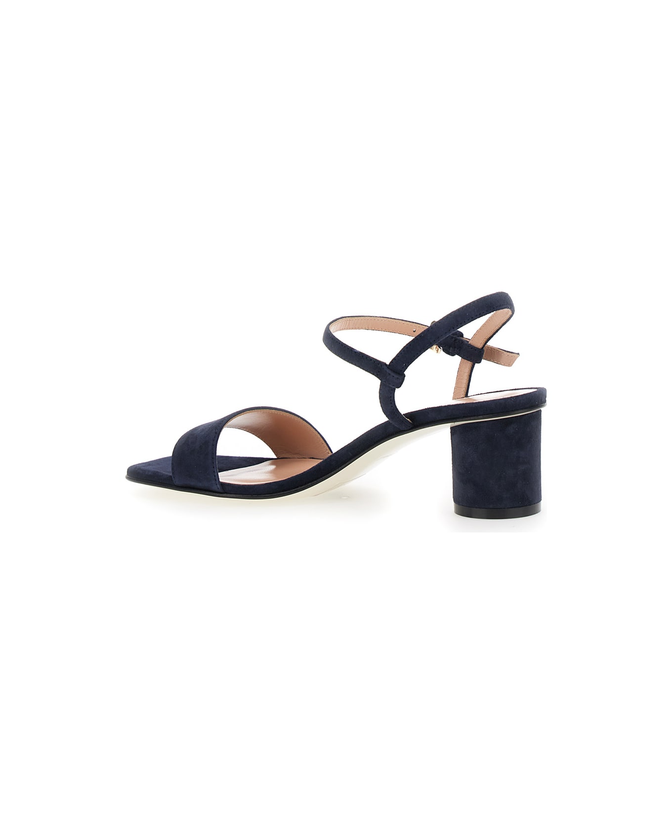 Pollini Blue Sandals With Square Toe And Adjustable Strap In Suede Woman - Blu