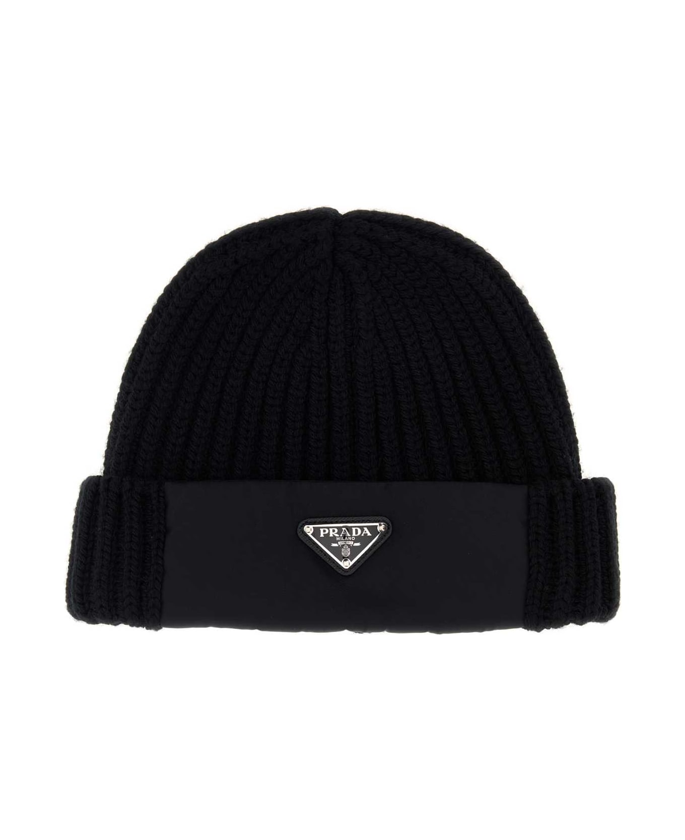 Prada Black Wool Beanie Hat - NERO
