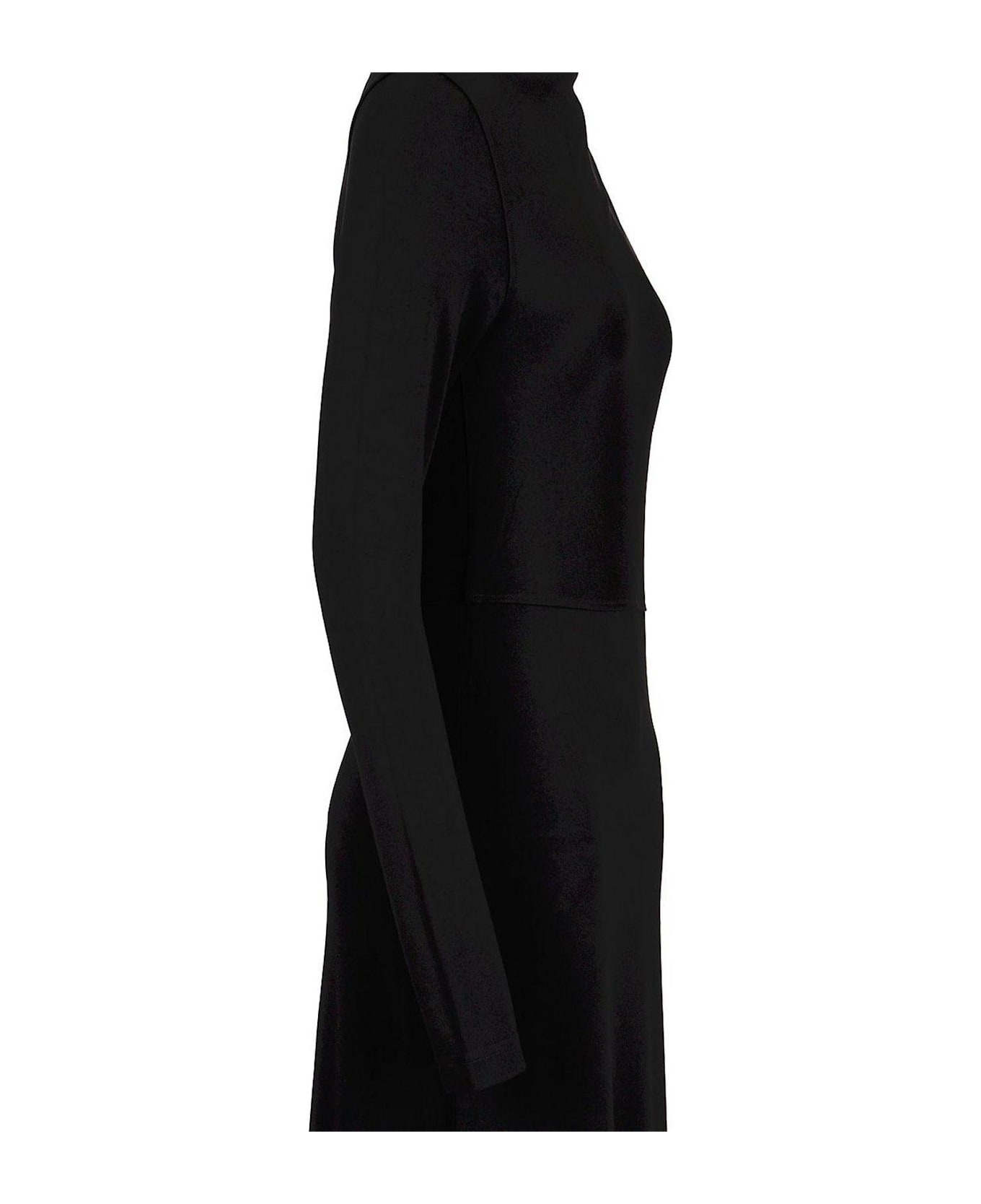 Totême Long Sleeved Asymmetric Neck Draped Dress - Black