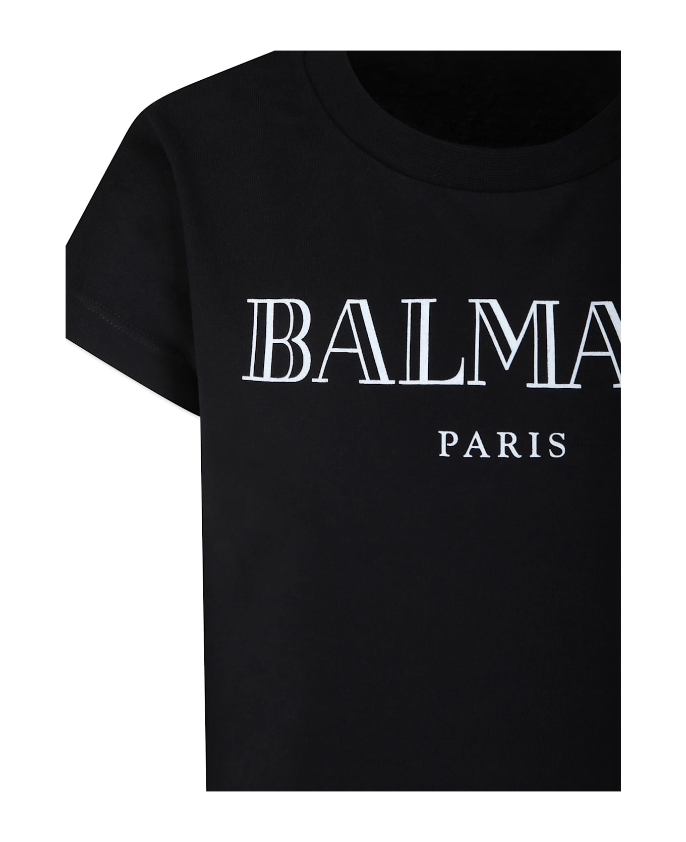 Balmain Black T-shirt With Roman Style Logo - Black