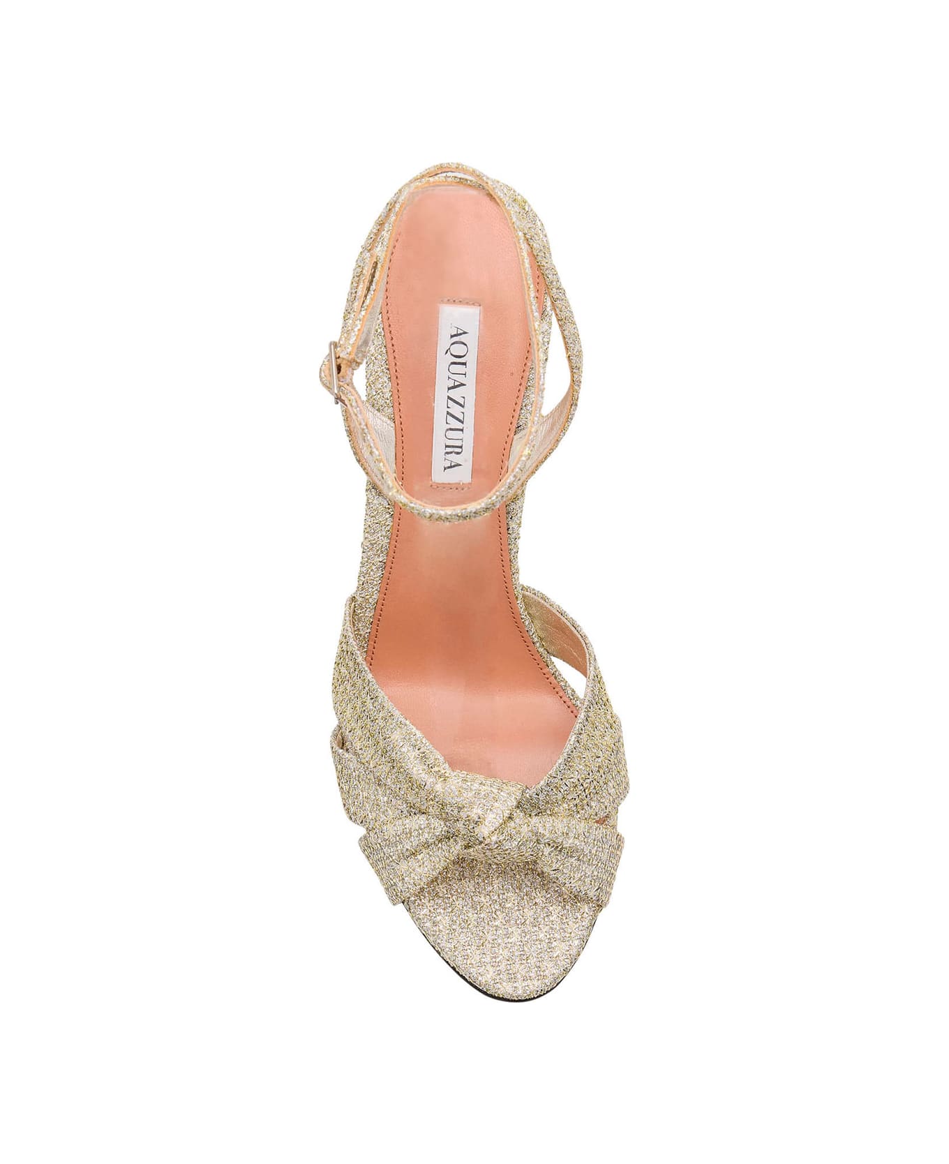 Aquazzura 
nina
 Metallic Sandals With Open Toe And High Block Heel In Tweed Woman - Metallic