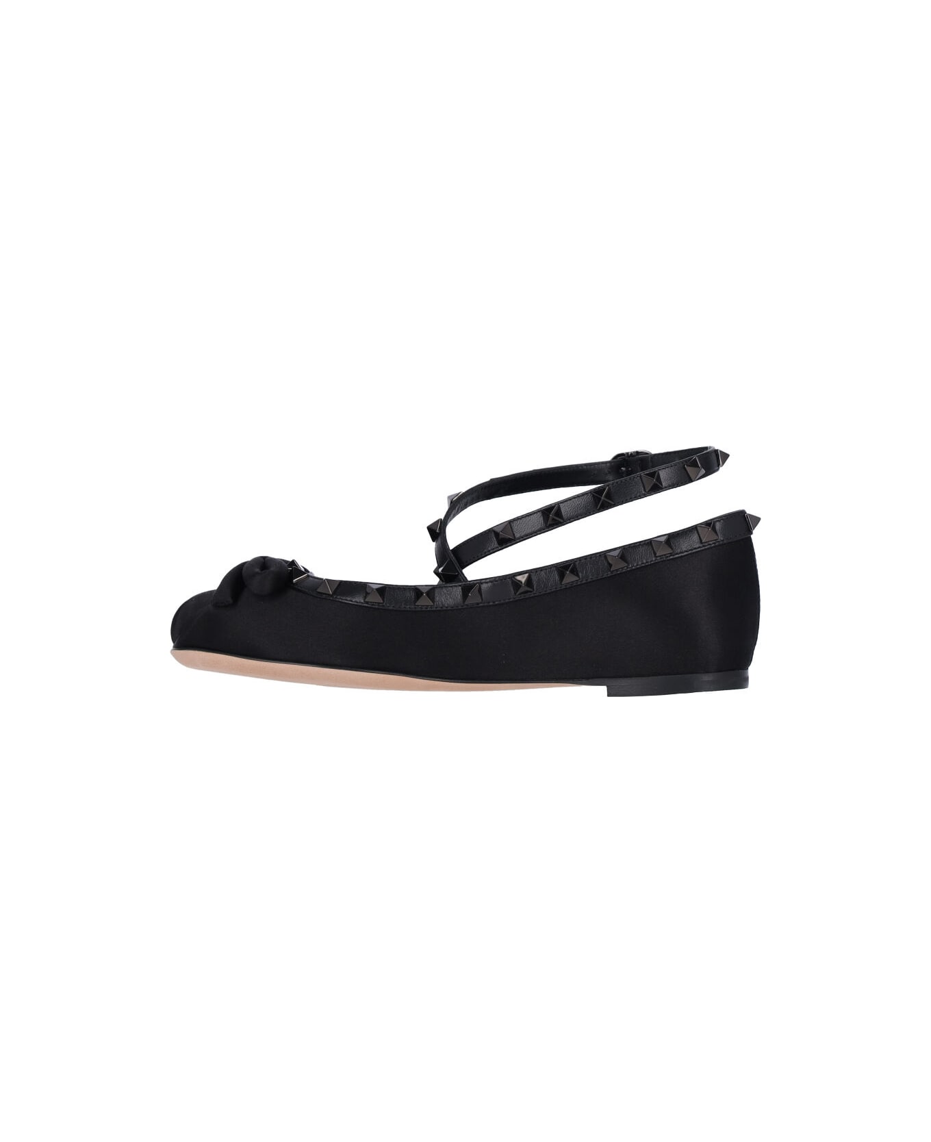 Valentino Garavani "rockstud" Satin Ballet Flats - Black  