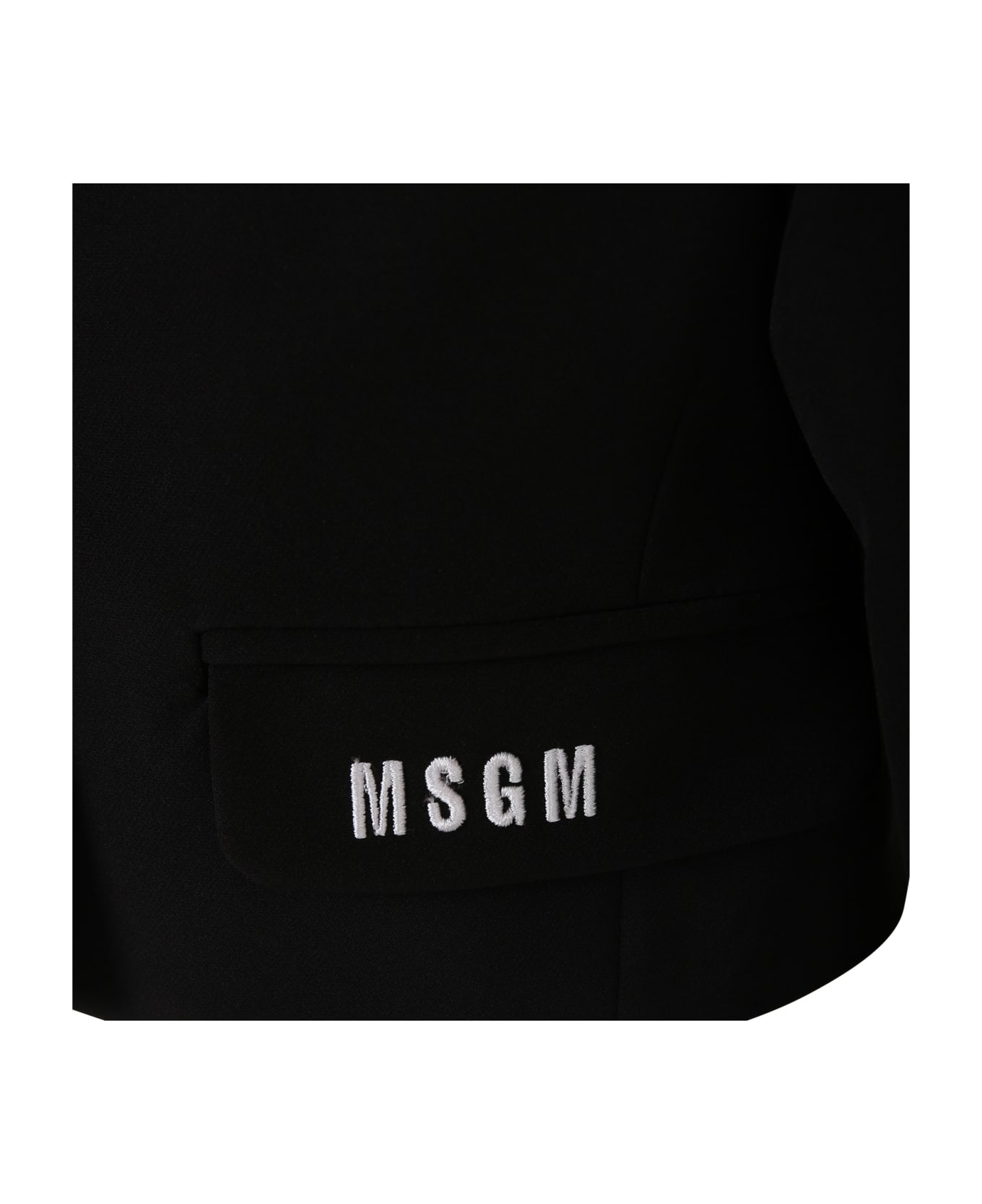 MSGM Black Jacket For Girl With Logo - Black
