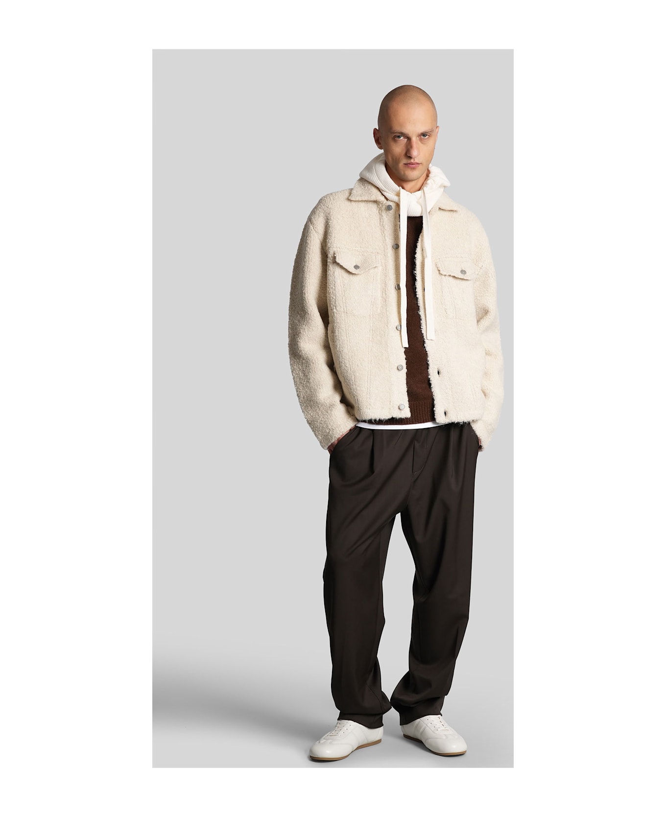 Laneus Casual Jacket In Beige Acrylic - beige