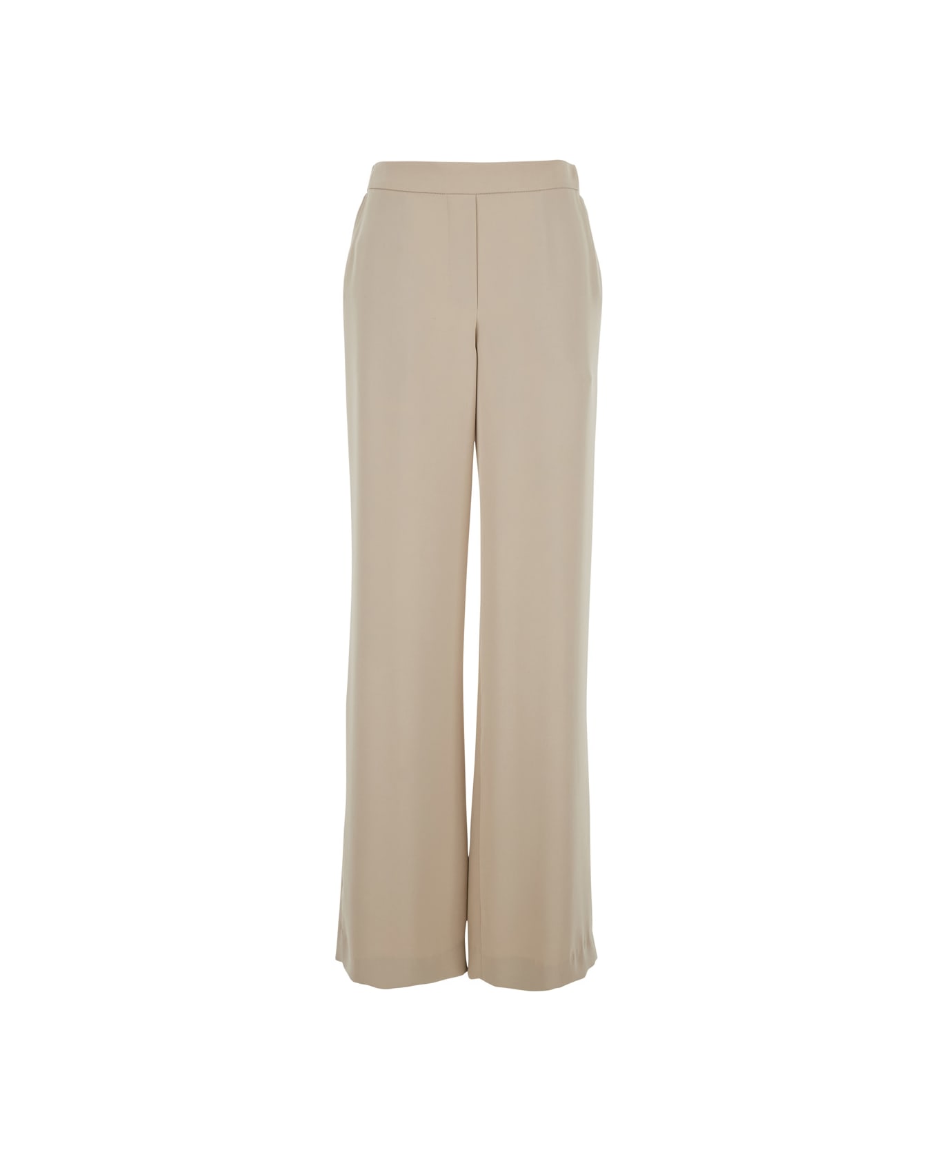 Parosh Beige Pants With Elastic Waist And Wide Leg In Fabric Woman - Beige ボトムス