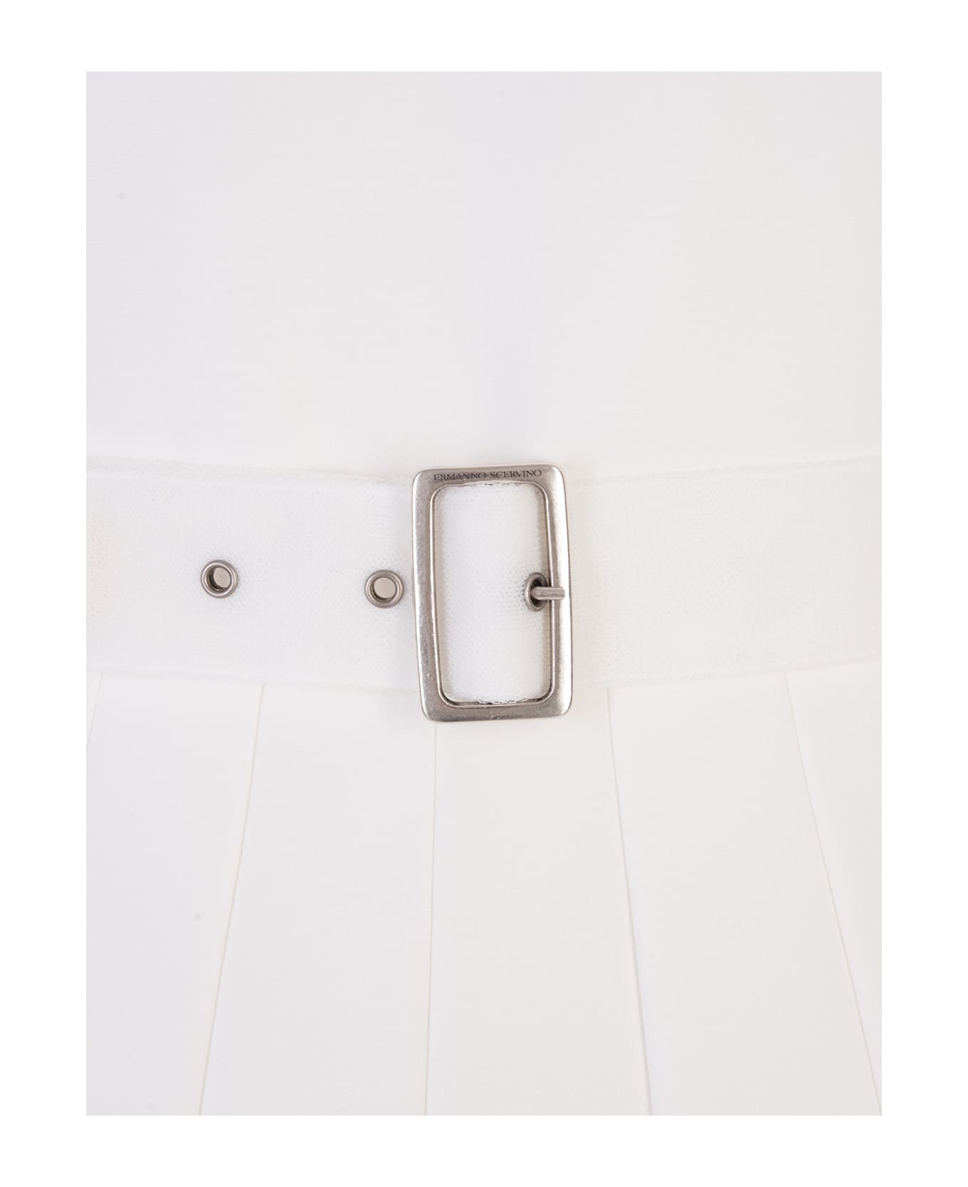 Ermanno Scervino White Sleeveless Midi Dress With Buttons - WHITE