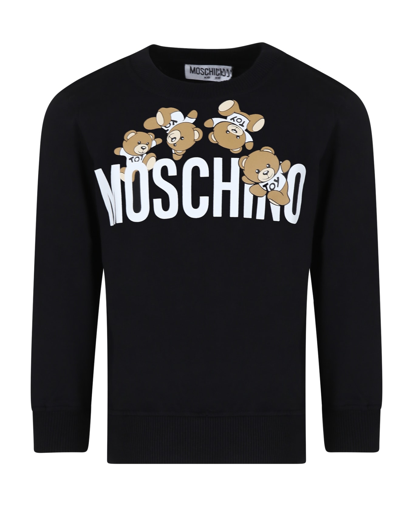 Moschino Black Sweatshirt For Kids With Teddy Bear And Logo - Black