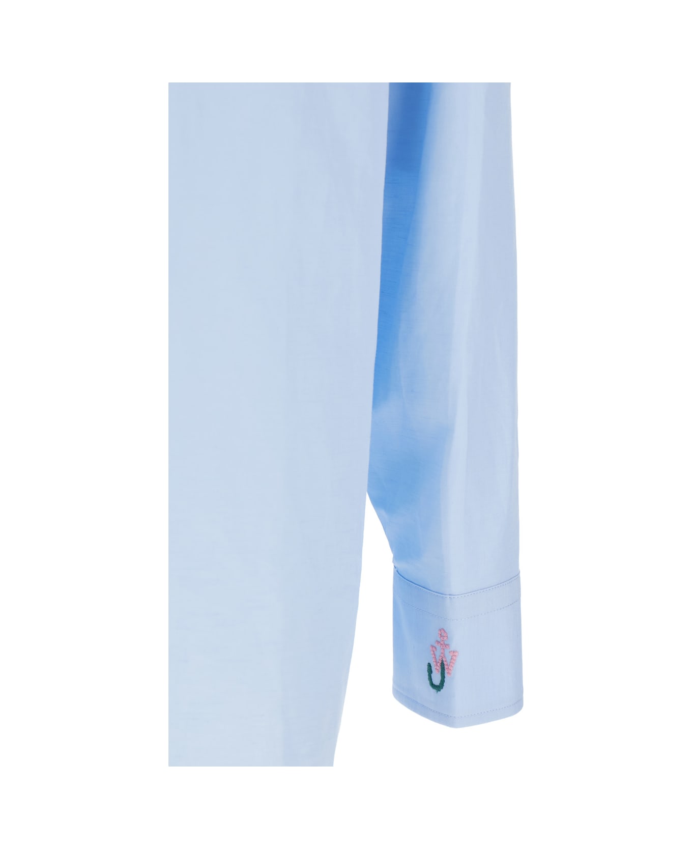 J.W. Anderson Light Blue Shirt With Classic Collar And Embroidery Detail On Front And Cuff In Linen And Cotton Blend Man - Light blue