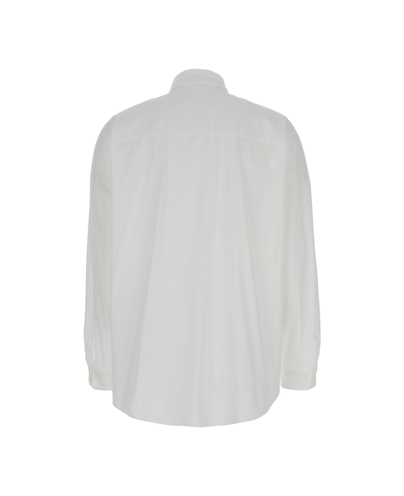 Brunello Cucinelli Oversized White Shirt With Monile Detail In Cotton Blend Woman - White