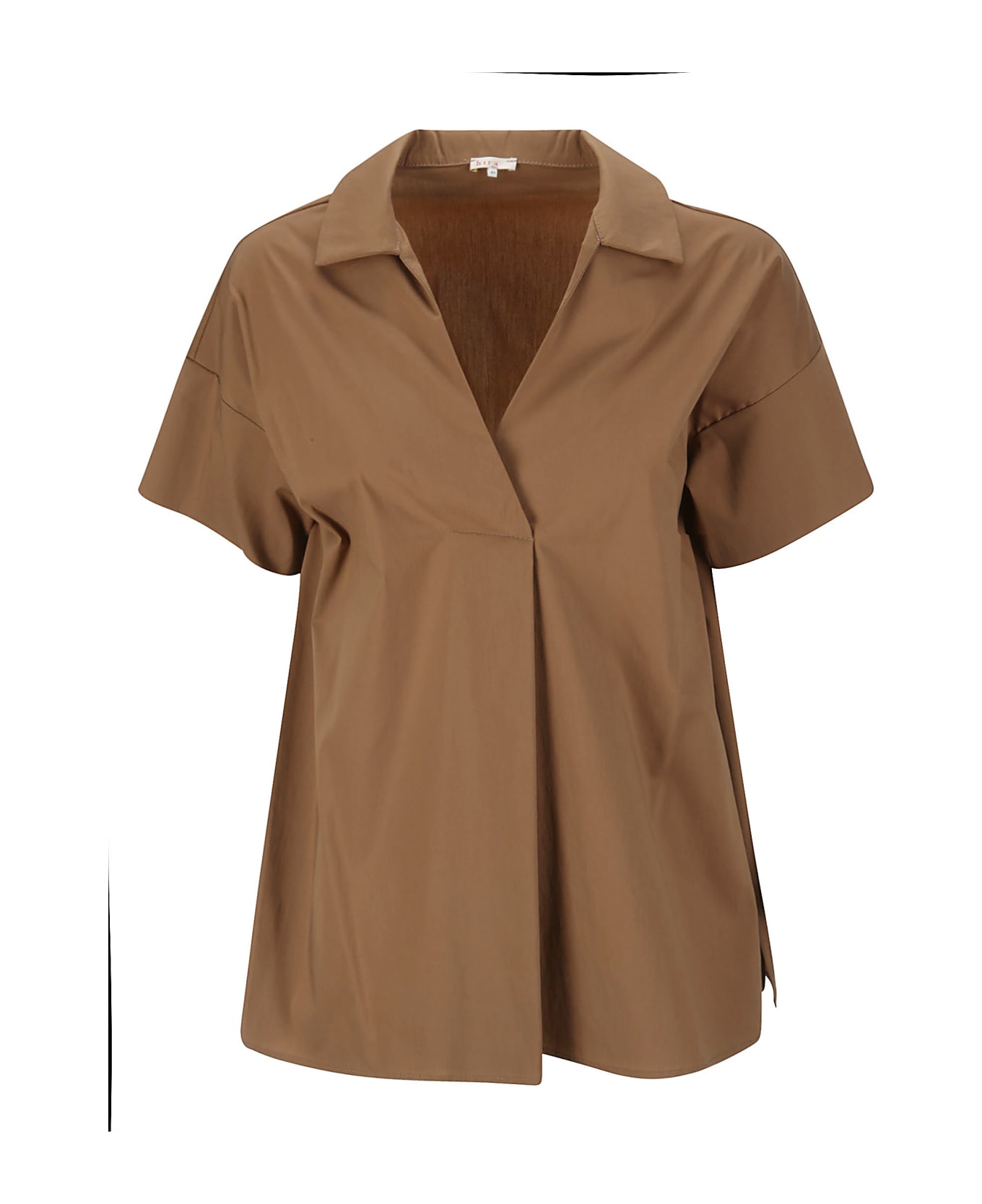 Hira Large Cotton Shirt Without Buttons - COGNAC