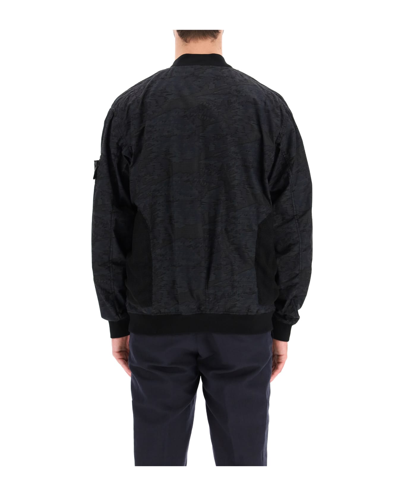 Stone Island Shadow Project Bomber Jacket In Dpm Ripstop Devore
 - NERO (Blue)