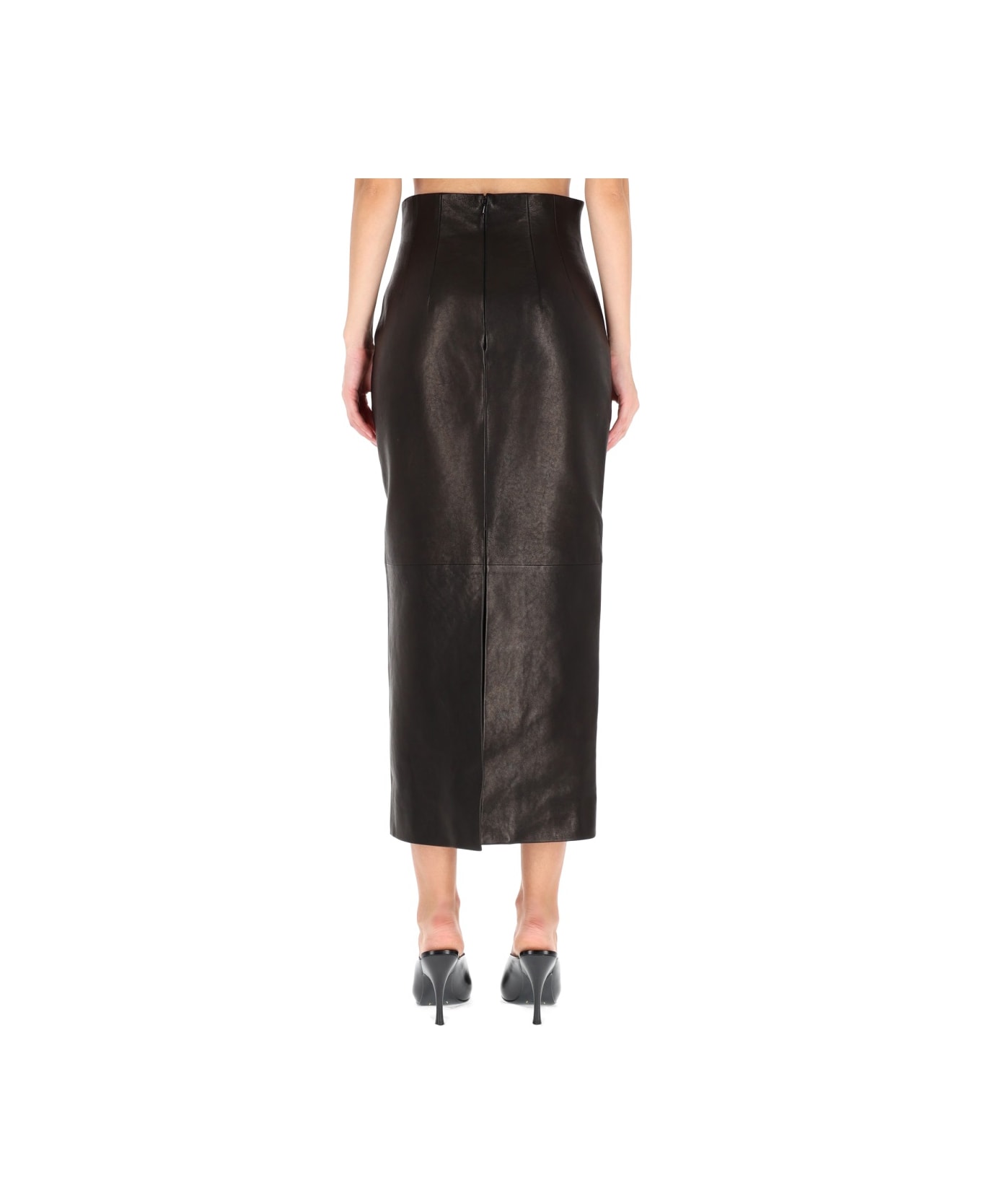 Khaite Leather "loxley" Skirt - BLACK