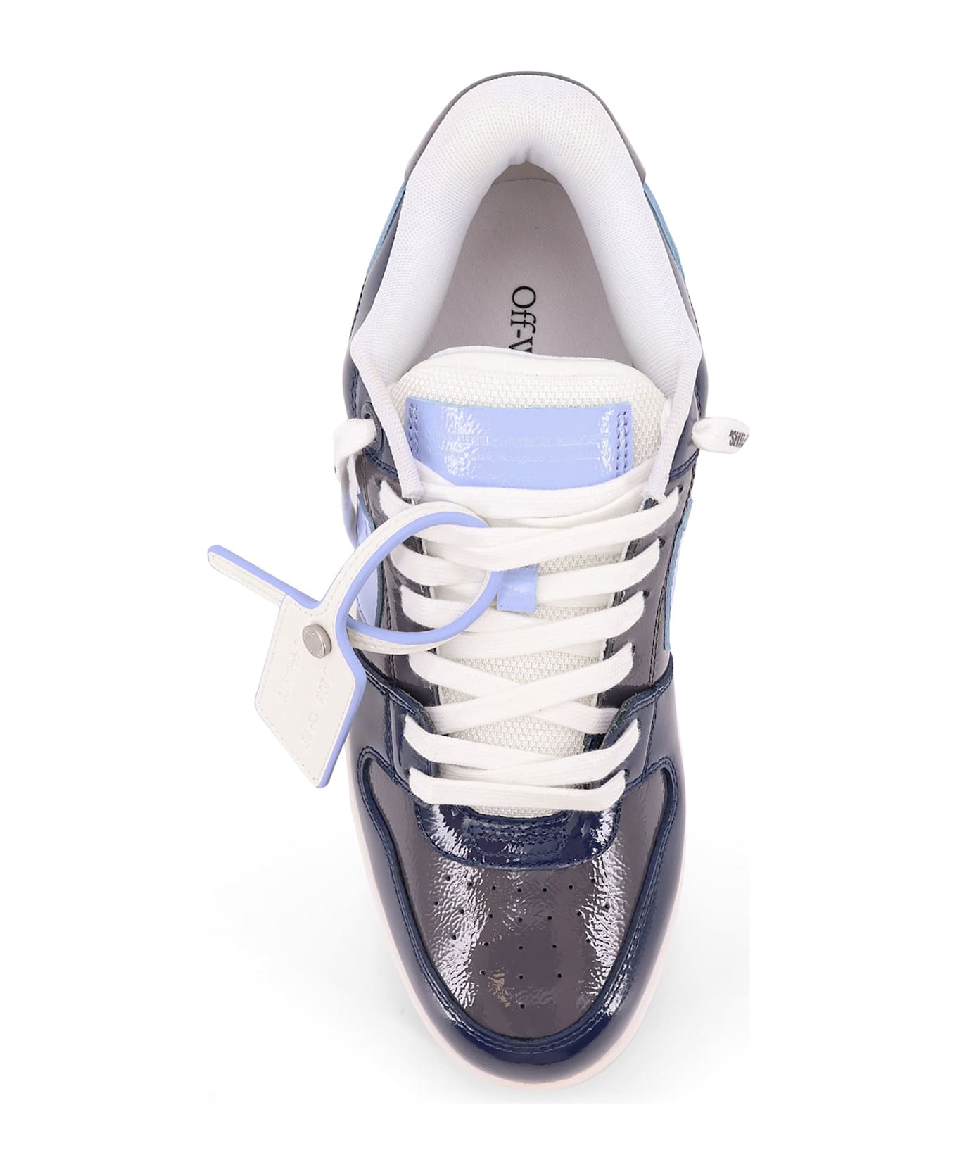 Off-White Ooo Patent Lea Low-top Patent Leather Sneakers - GREY MELANGE - LIGHT BLUE