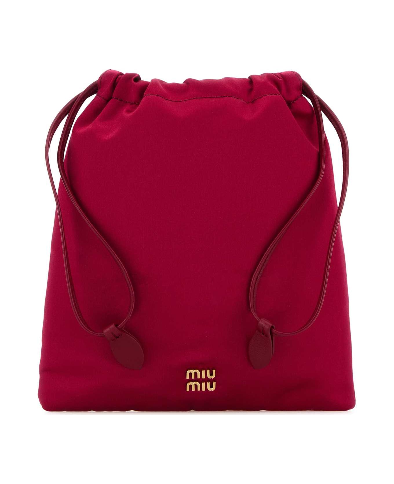 Miu Miu Dark Pink Satin Pouch - PEONIA