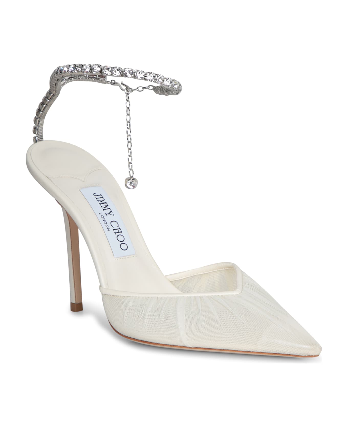 Jimmy Choo Saeda 100 Ivory Tulle Pumps - White