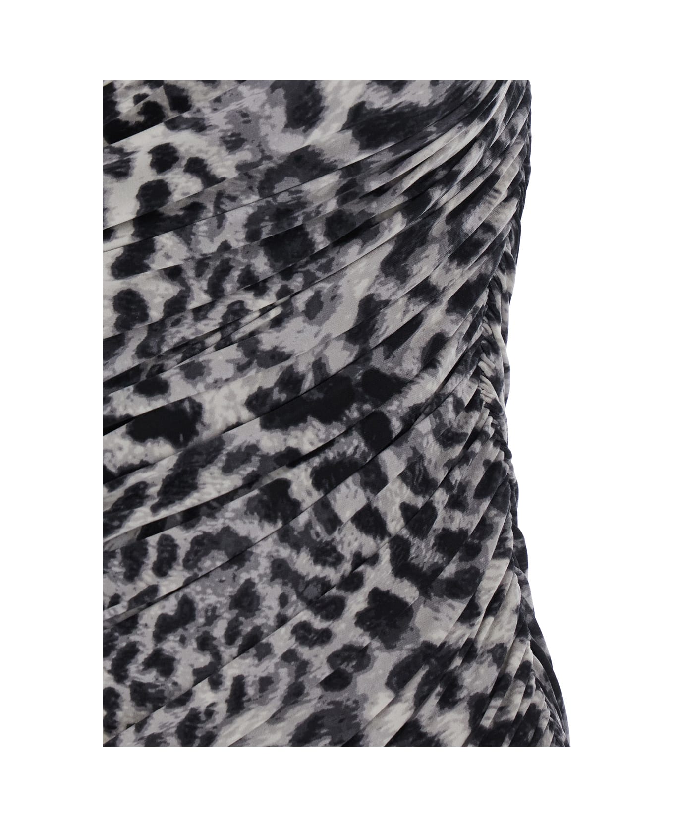 Norma Kamali 
diana
 Grey One-shoulder Dress With Asymmetric Hem And All-over Leopard Motif In Tech Fabric Stretch Woman - Grey