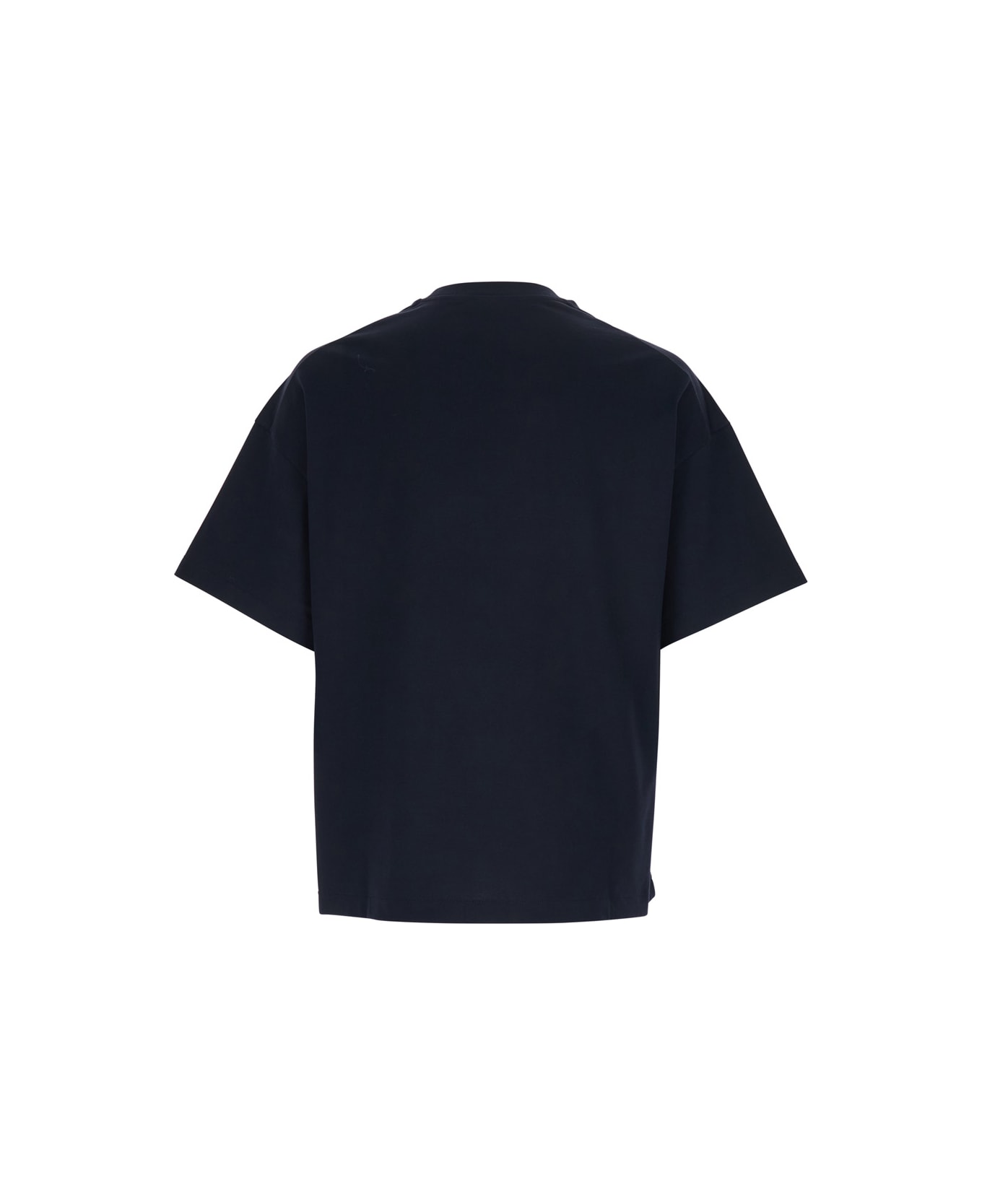 Jil Sander Blue Crewneck T-shirt With Logo Lettering On The Front In Cotton Man - Blu