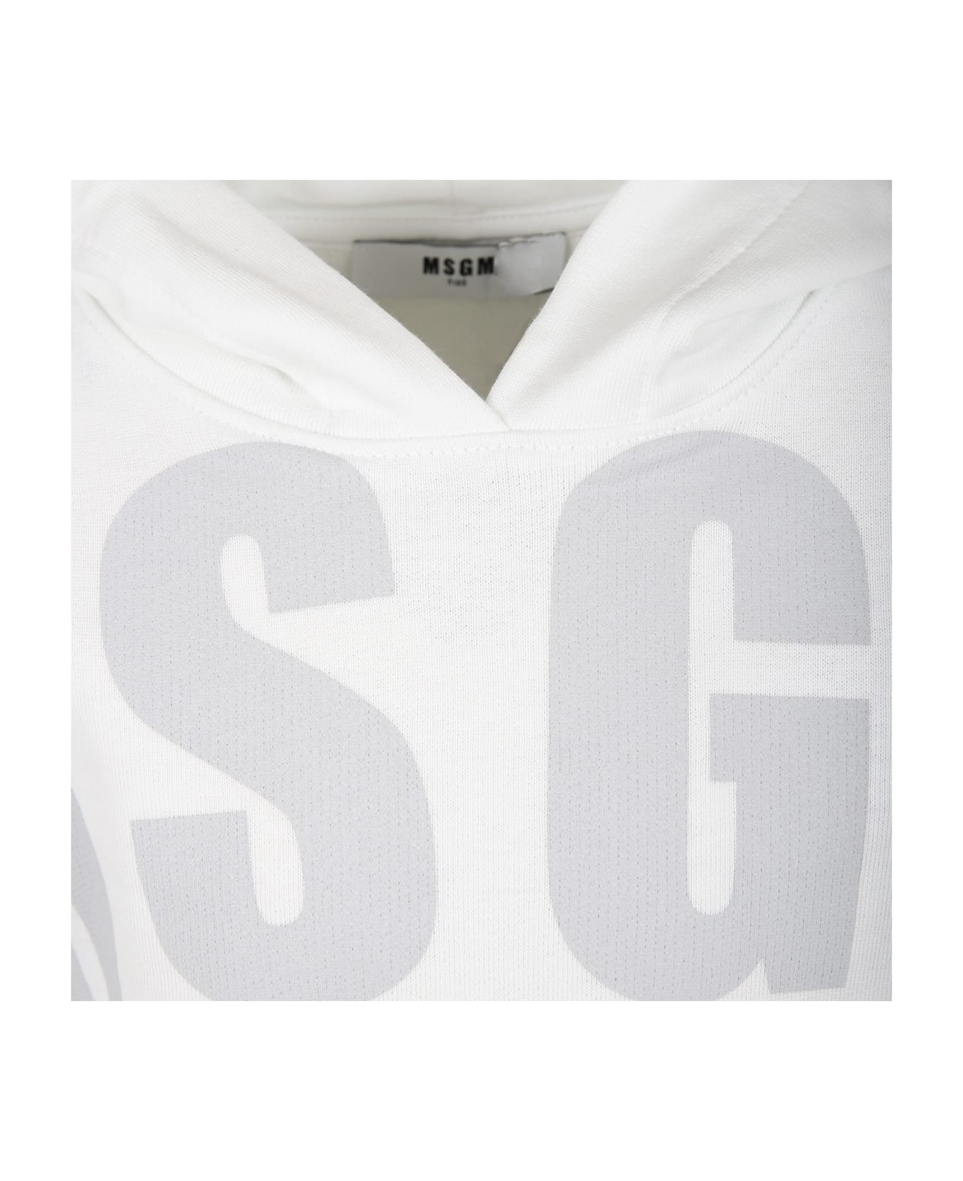 MSGM White Sweatshirt For Kids With Logo - Bianco