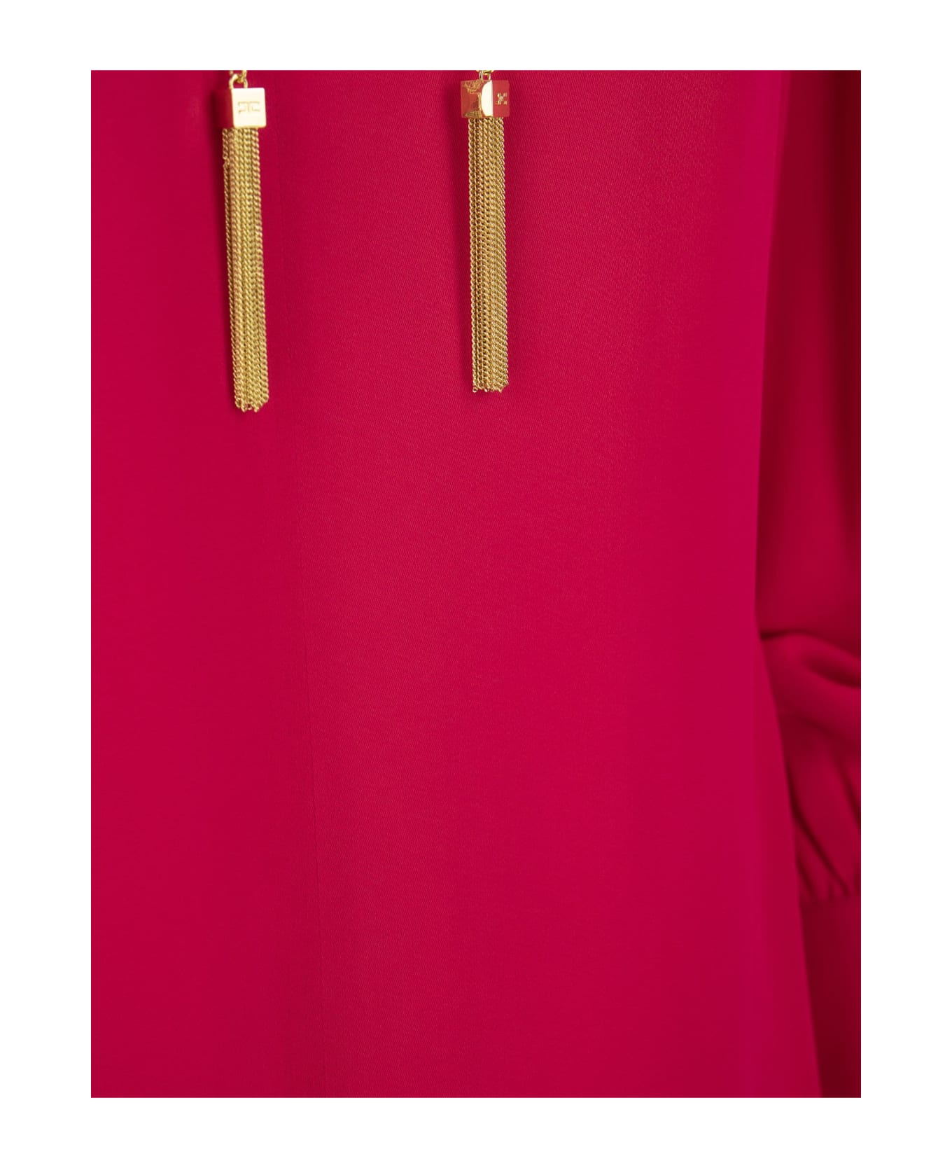 Elisabetta Franchi Georgette Shirt With Stand-up Collar - Fuxia