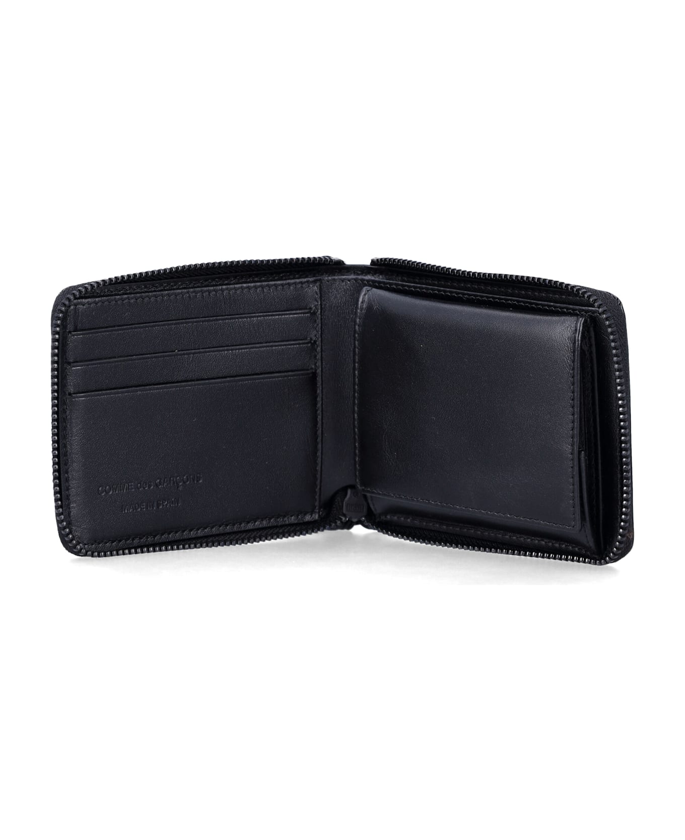 Comme des Garçons Wallet Leather Zipper Medley Wallet - BLACK
