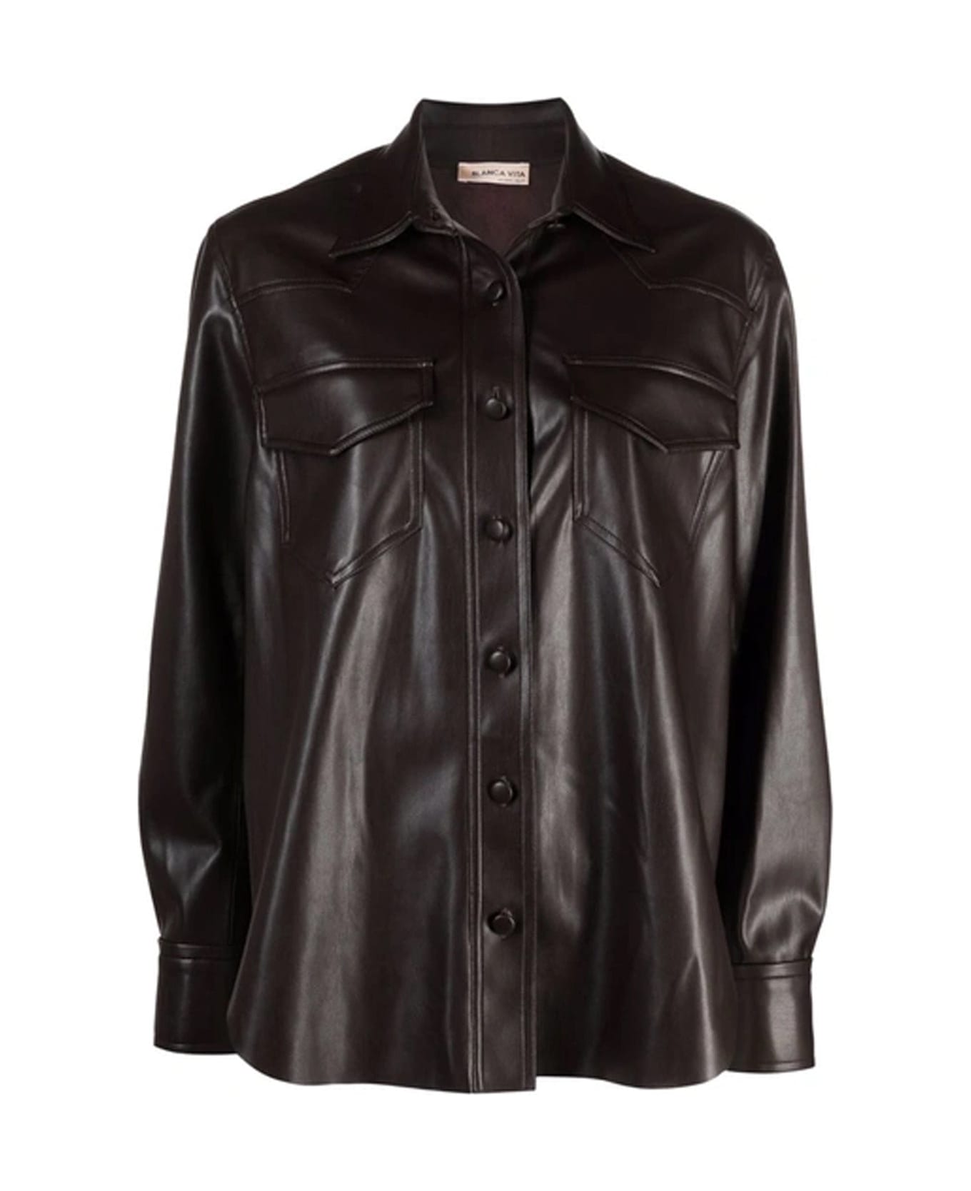 Blanca Vita Faux Leather Shirt - Black