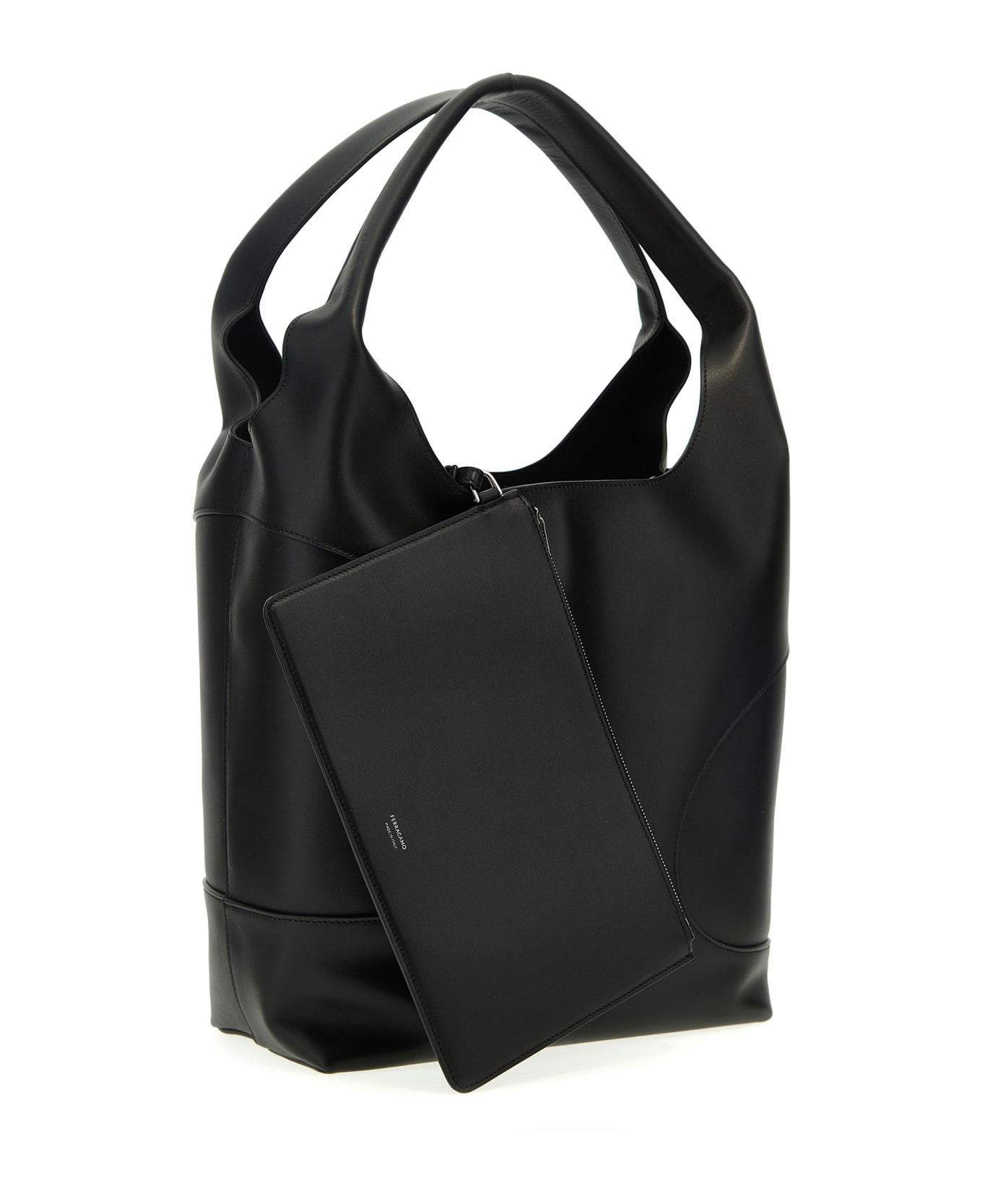 Ferragamo Cut-out Shopping Bag - Black  