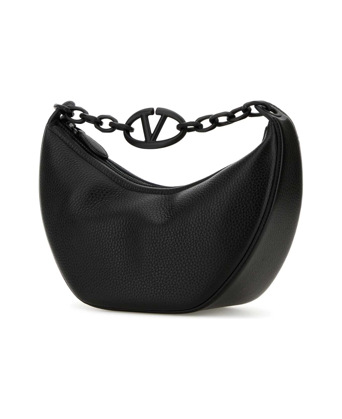 Valentino Garavani Black Leather Hobo Vlogo Moon Handbag - NERO