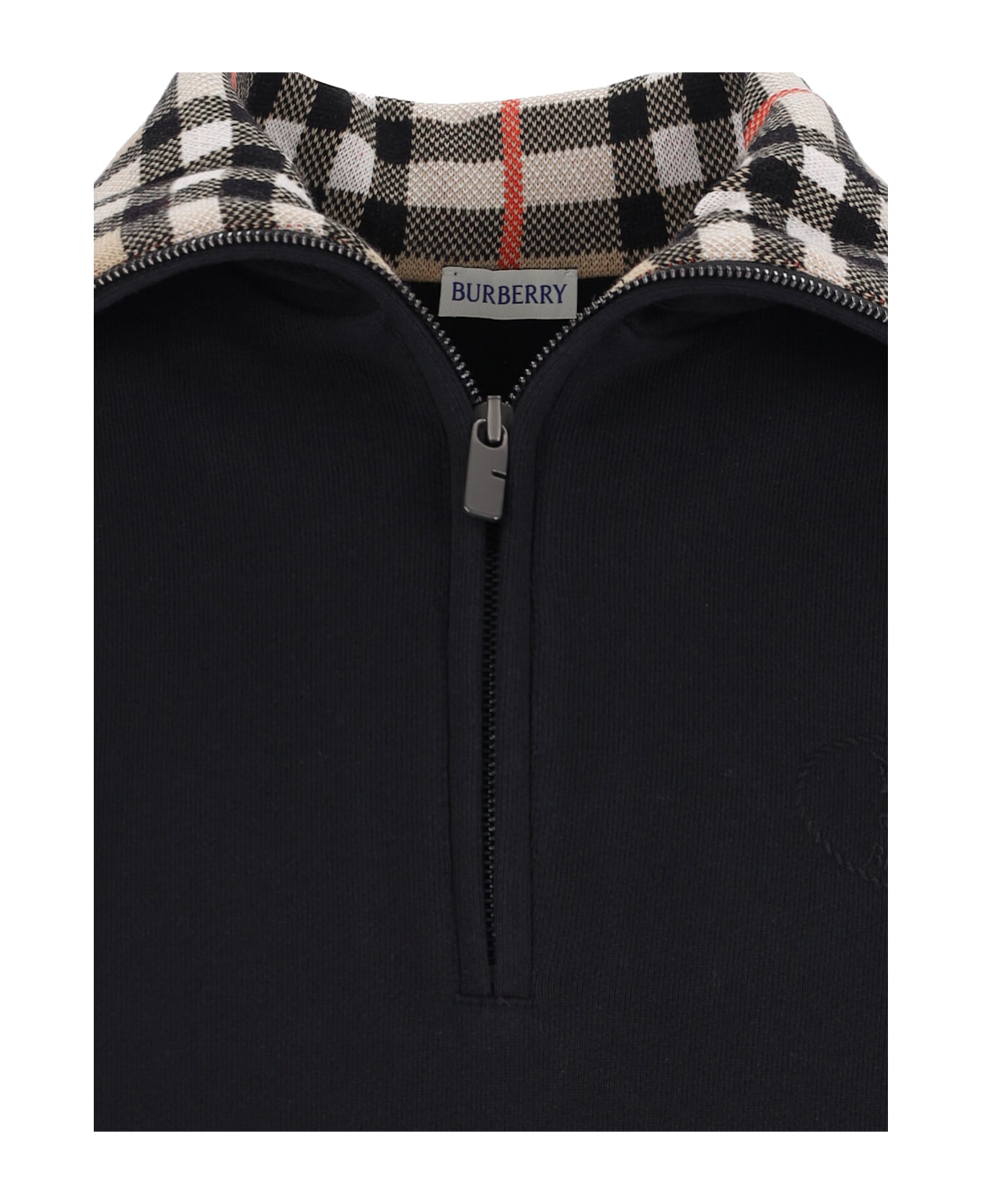 Burberry 
check
 Zip Sweater - Black