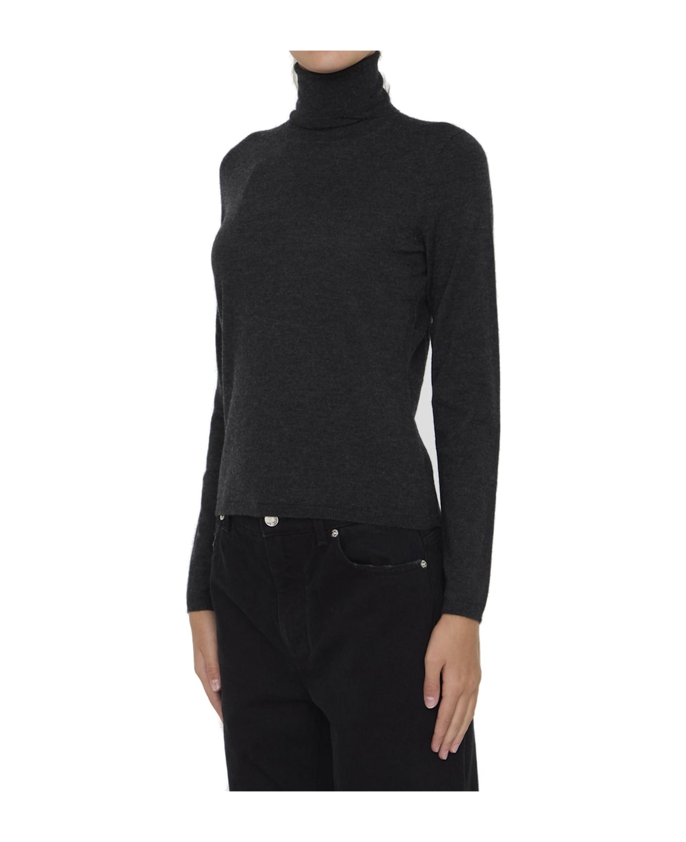 Max Mara Turtleneck Long-sleeved Knitted Top - Grey