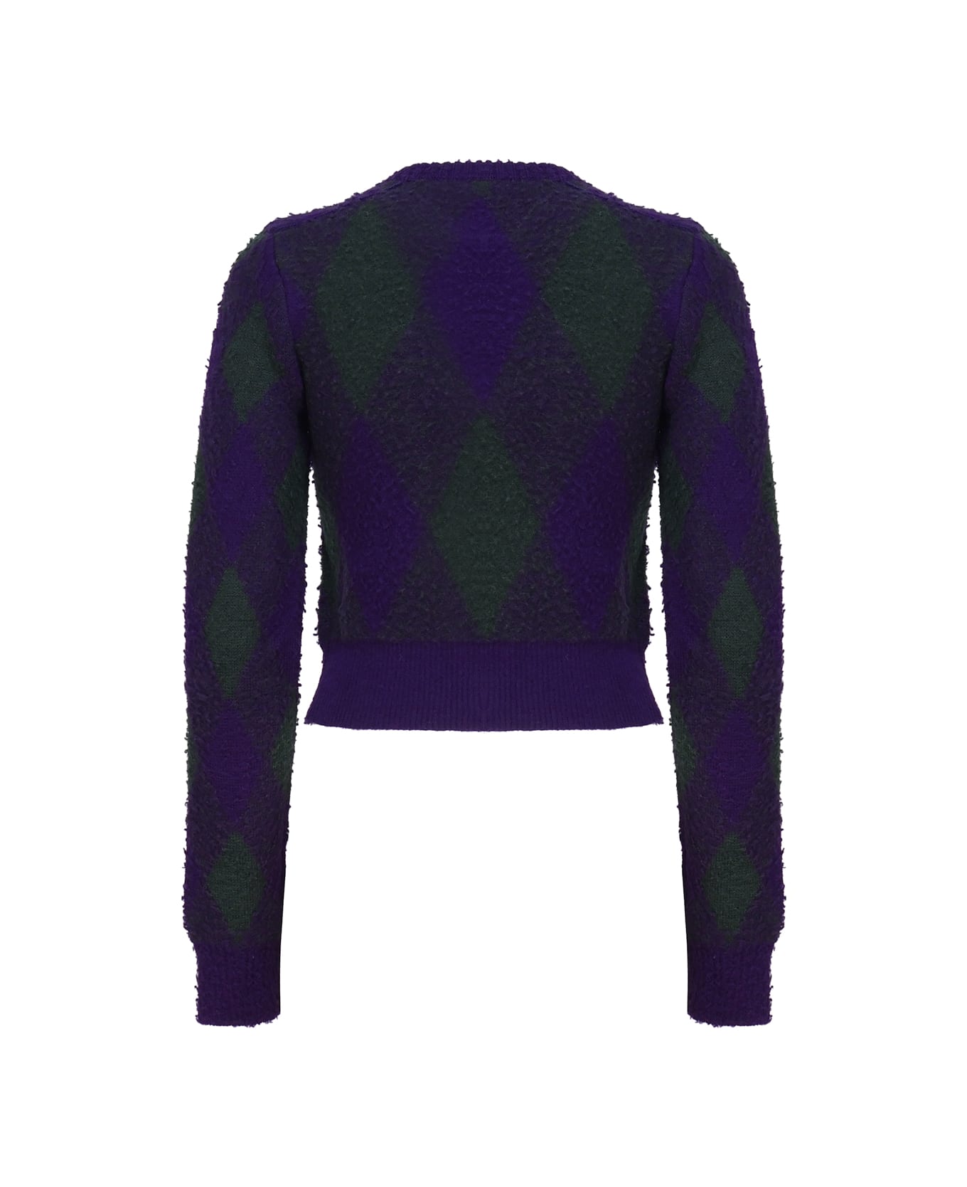 Burberry Cropped Sweater In Argyle Wool - Royal ニットウェア