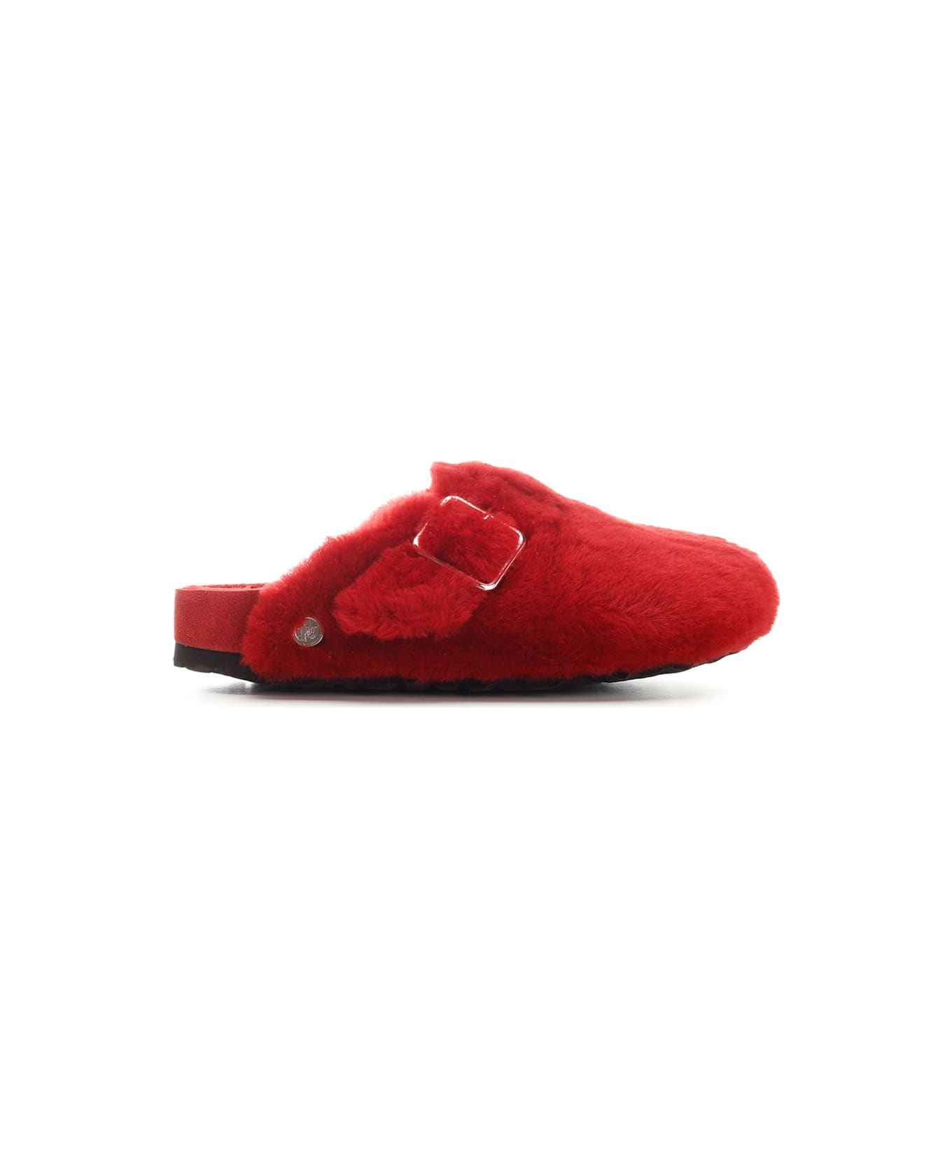 Birkenstock 'boston' Shearling Sabot - Rosso