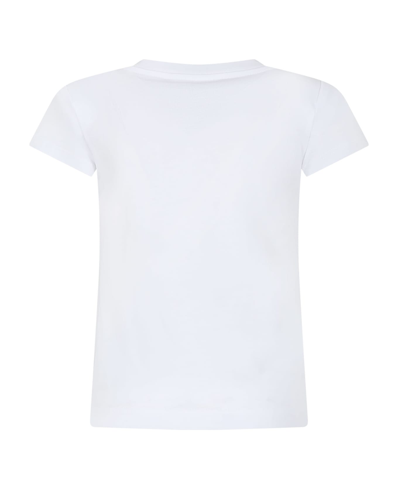 Balmain White T-shirt For Girl With Logo And Strass - White