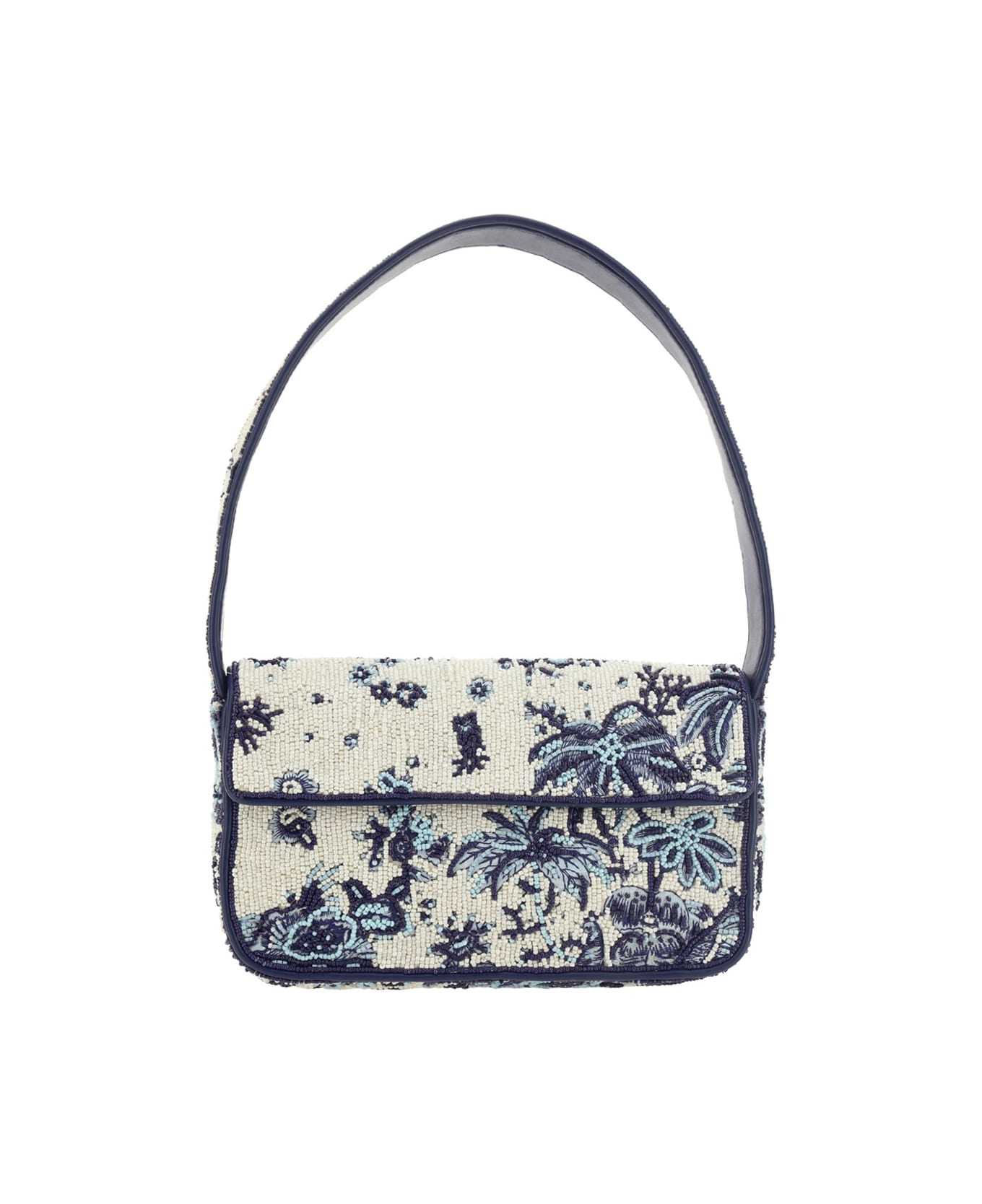 STAUD Tommy Beaded Shoulder Bag - Blue
