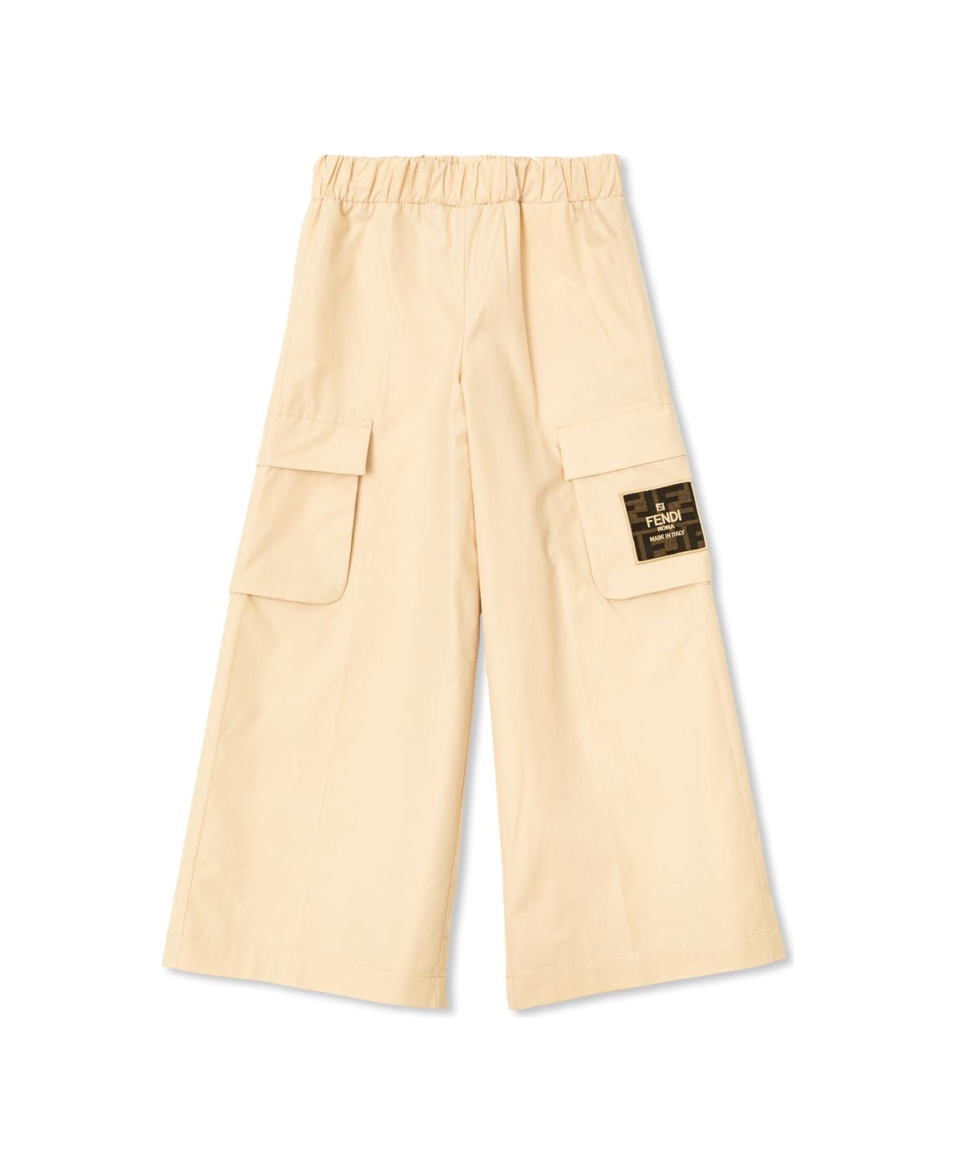 Fendi Kids Cotton Trousers With Logo - Rosa