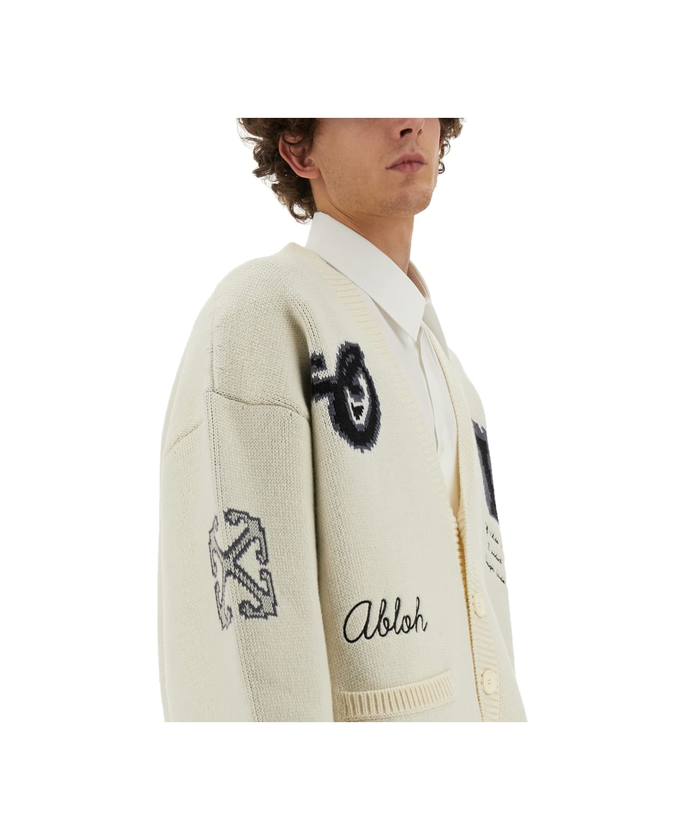 Off-White Varsity Cardigan - BEIGE