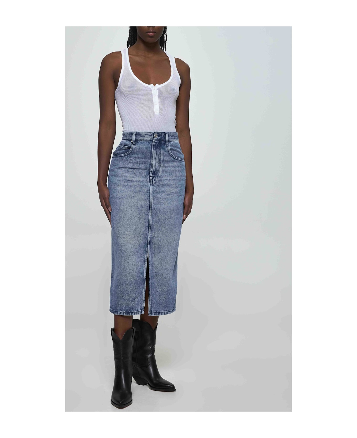 Marant Étoile White Ribbed Jersey Louisali Top - White