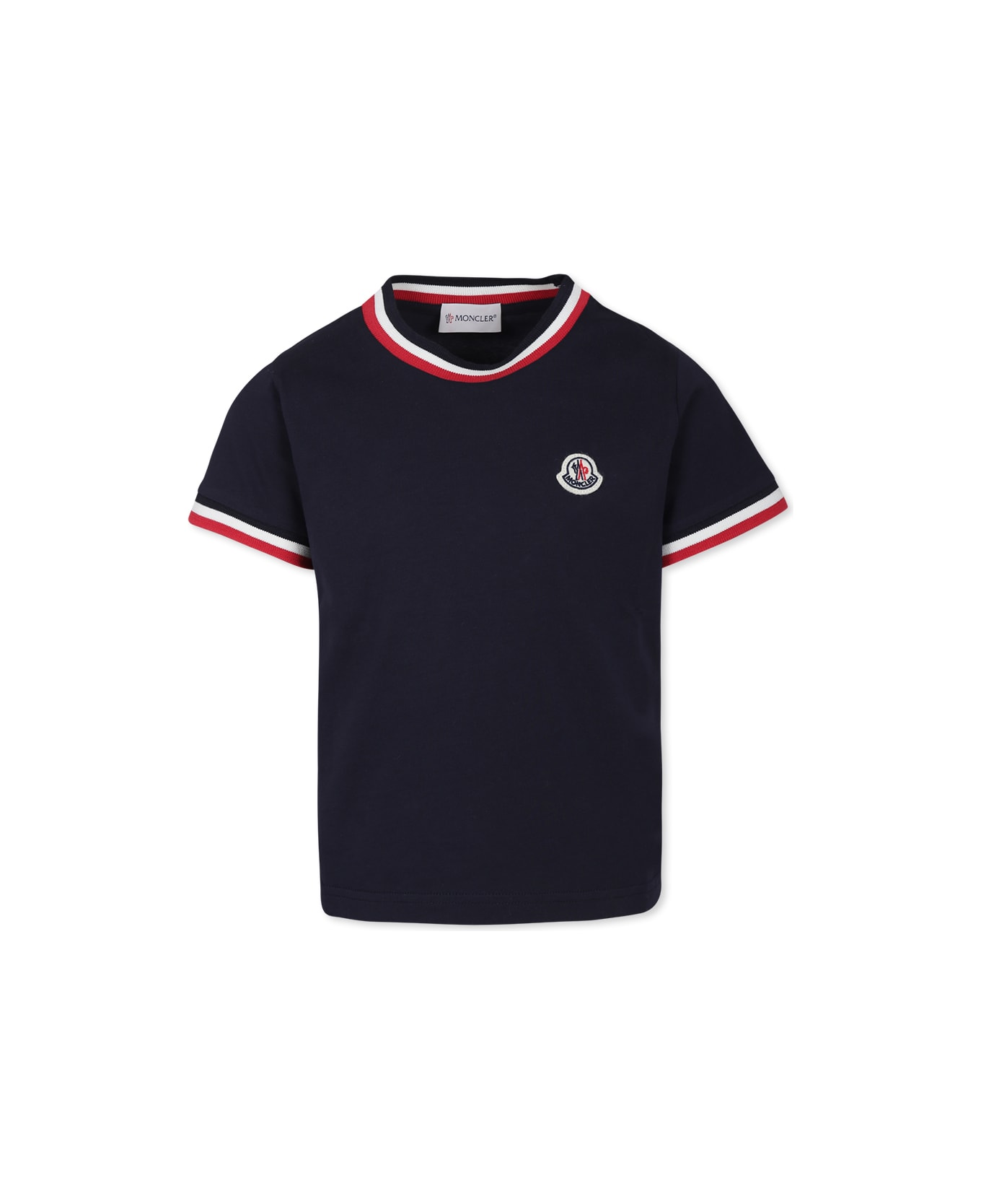 Moncler Blue T-shirt For Boy With Logo - Blue