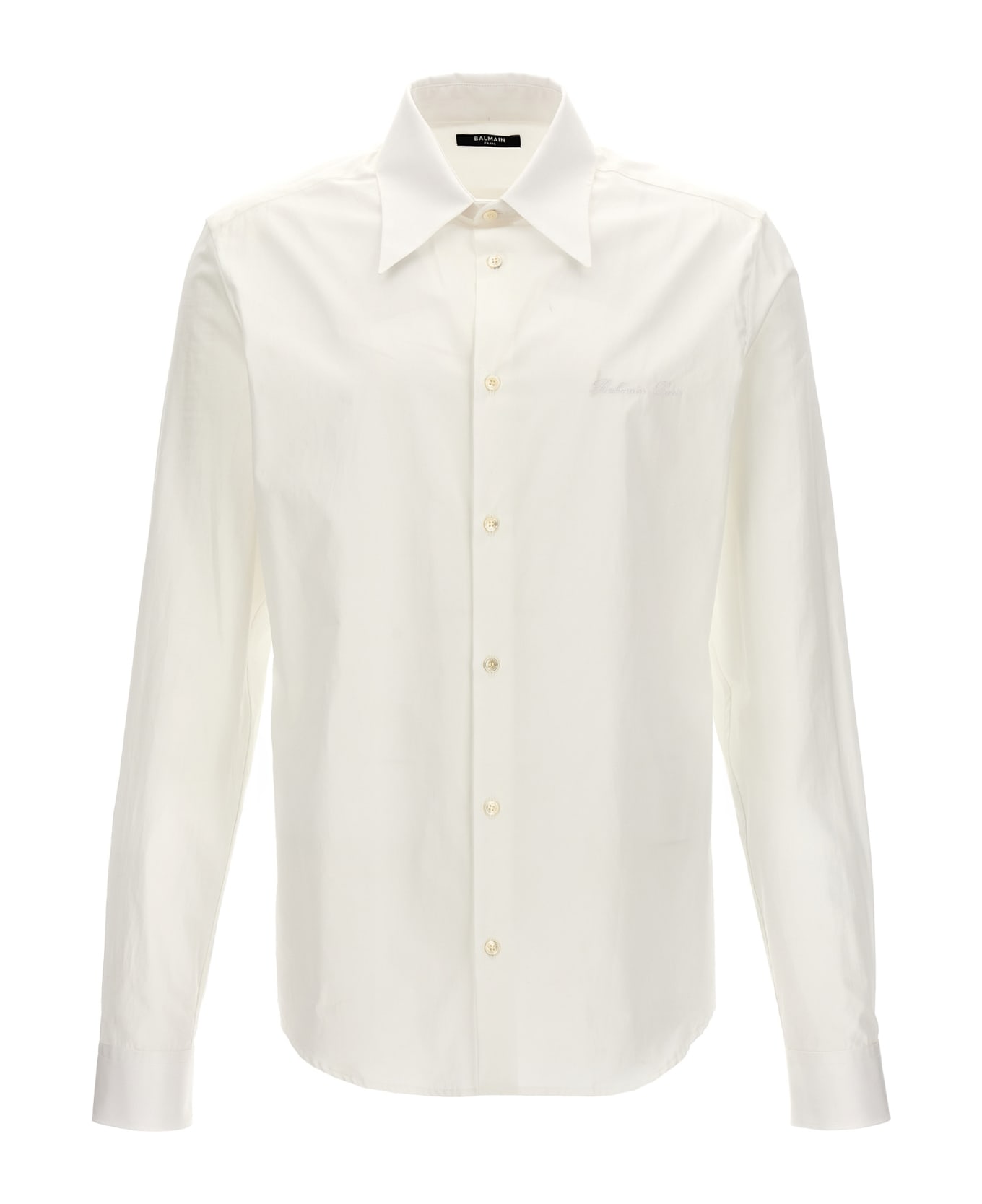 Balmain Logo Embroidery Shirt - White