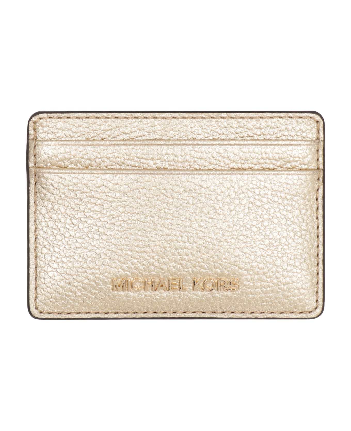 MICHAEL Michael Kors Jet Set Pebbled Calfskin Card Holder - Gold