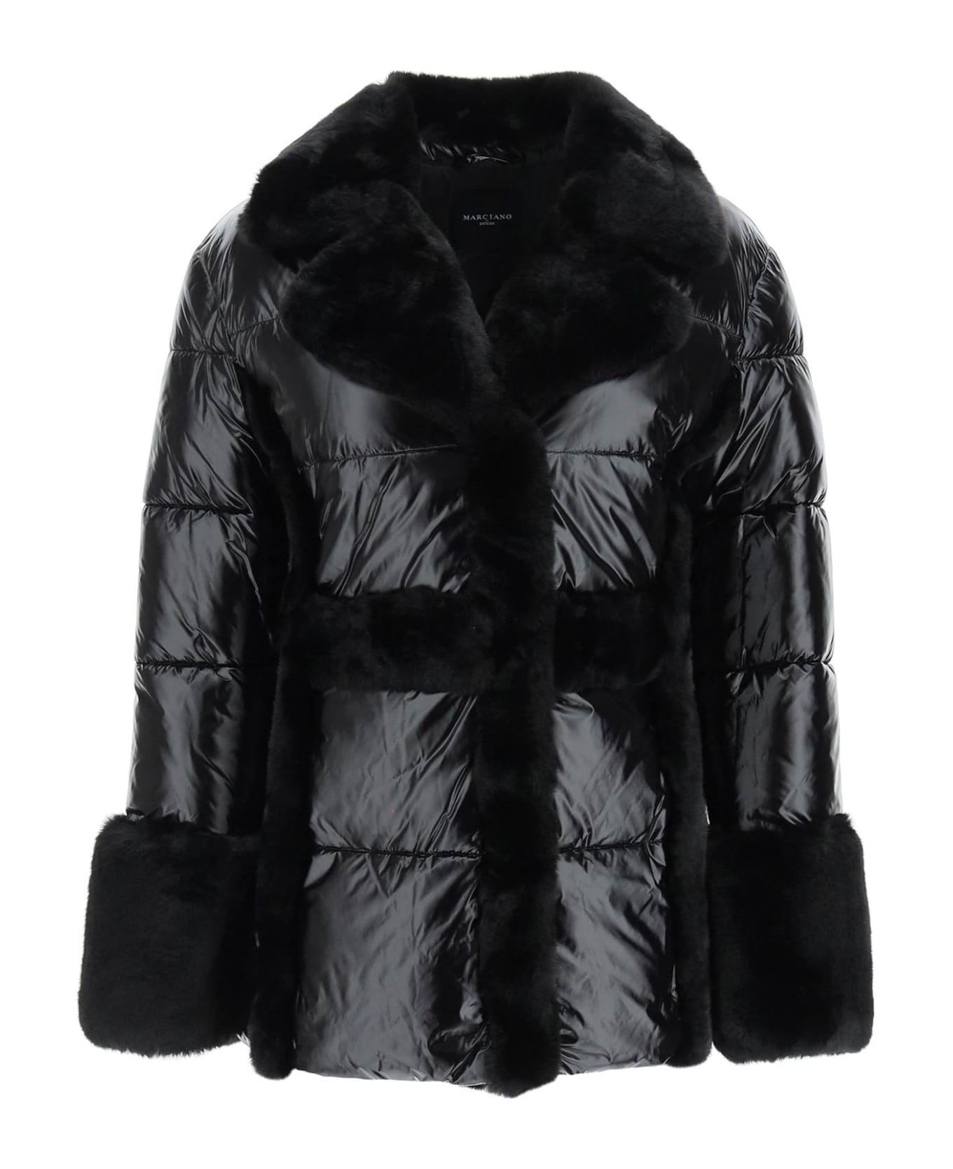 Guess by Marciano Puffer Jacket With Faux Fur Details - JET BLACK A996 (Black)