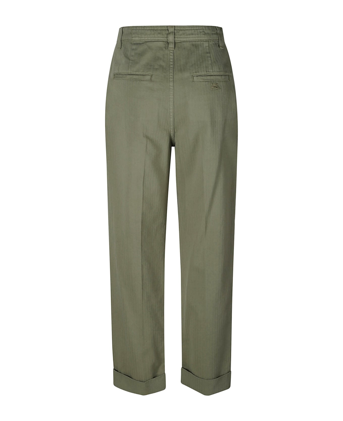 Etro Cropped Chino Trousers - Green ボトムス