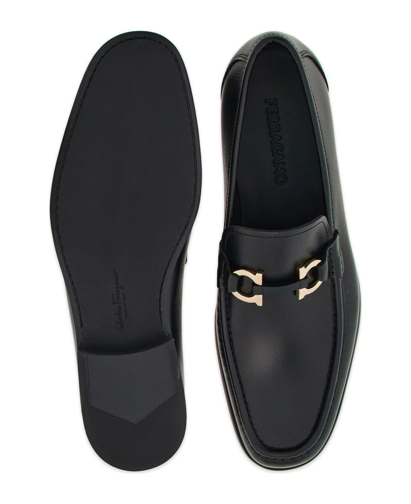 Ferragamo Black Leather Loafer - Black