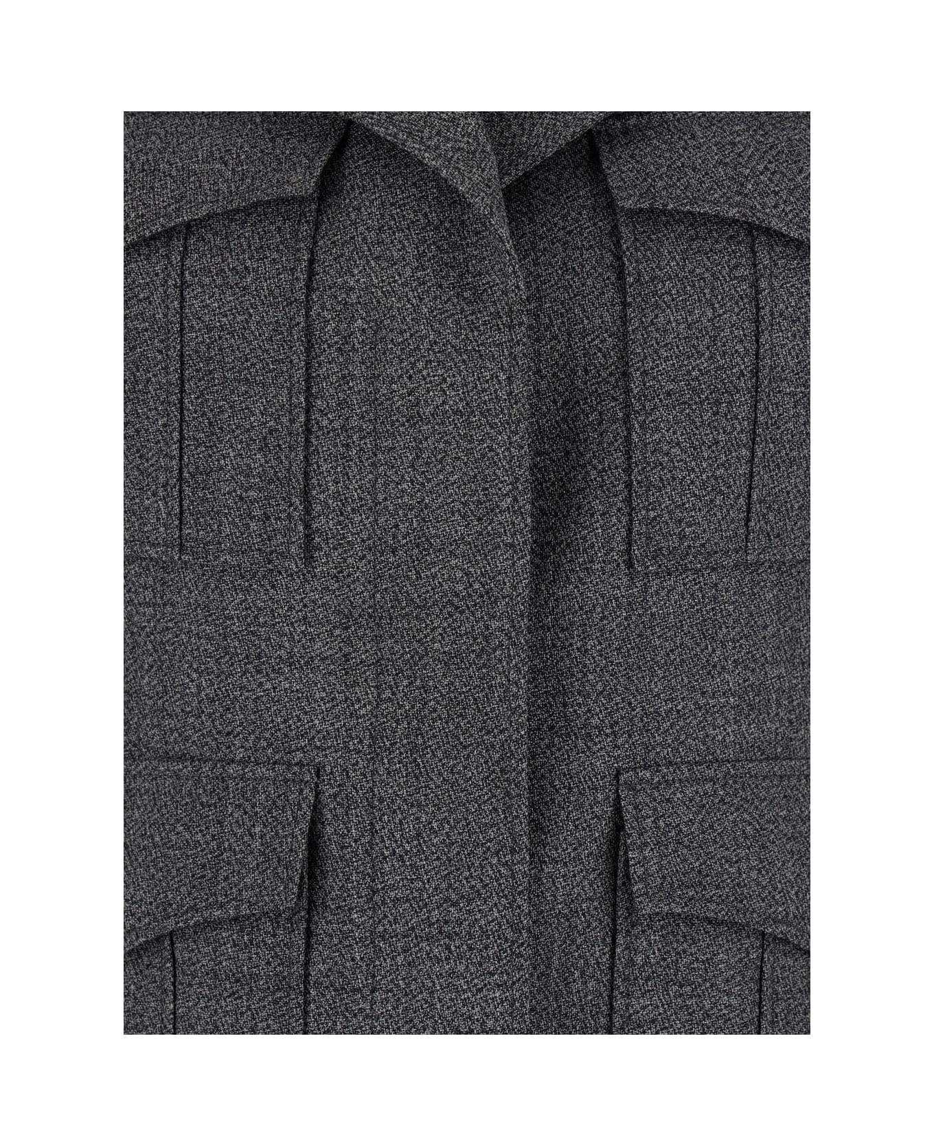 Alexander McQueen Grey Jacket With Wide Notched Revers In Wool Woman - Grey